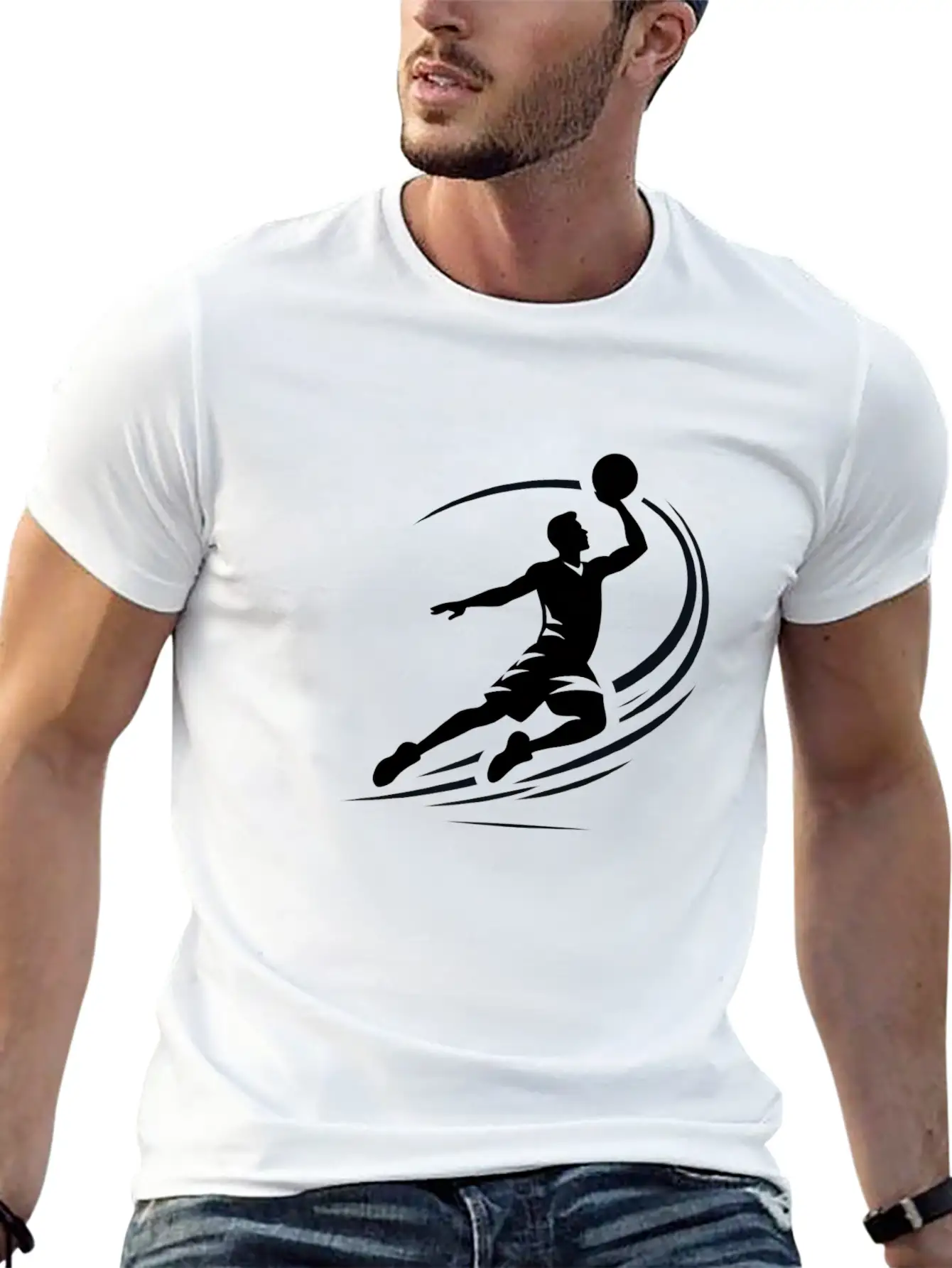 Man Basketball Athlete Silhouett Timeless Short Sleeve Tee – Comfy And Minimalist Design