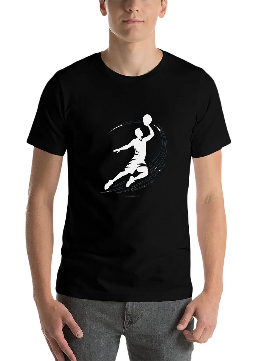 Man Basketball Athlete Silhouett Timeless Short Sleeve Tee – Comfy And Minimalist Design