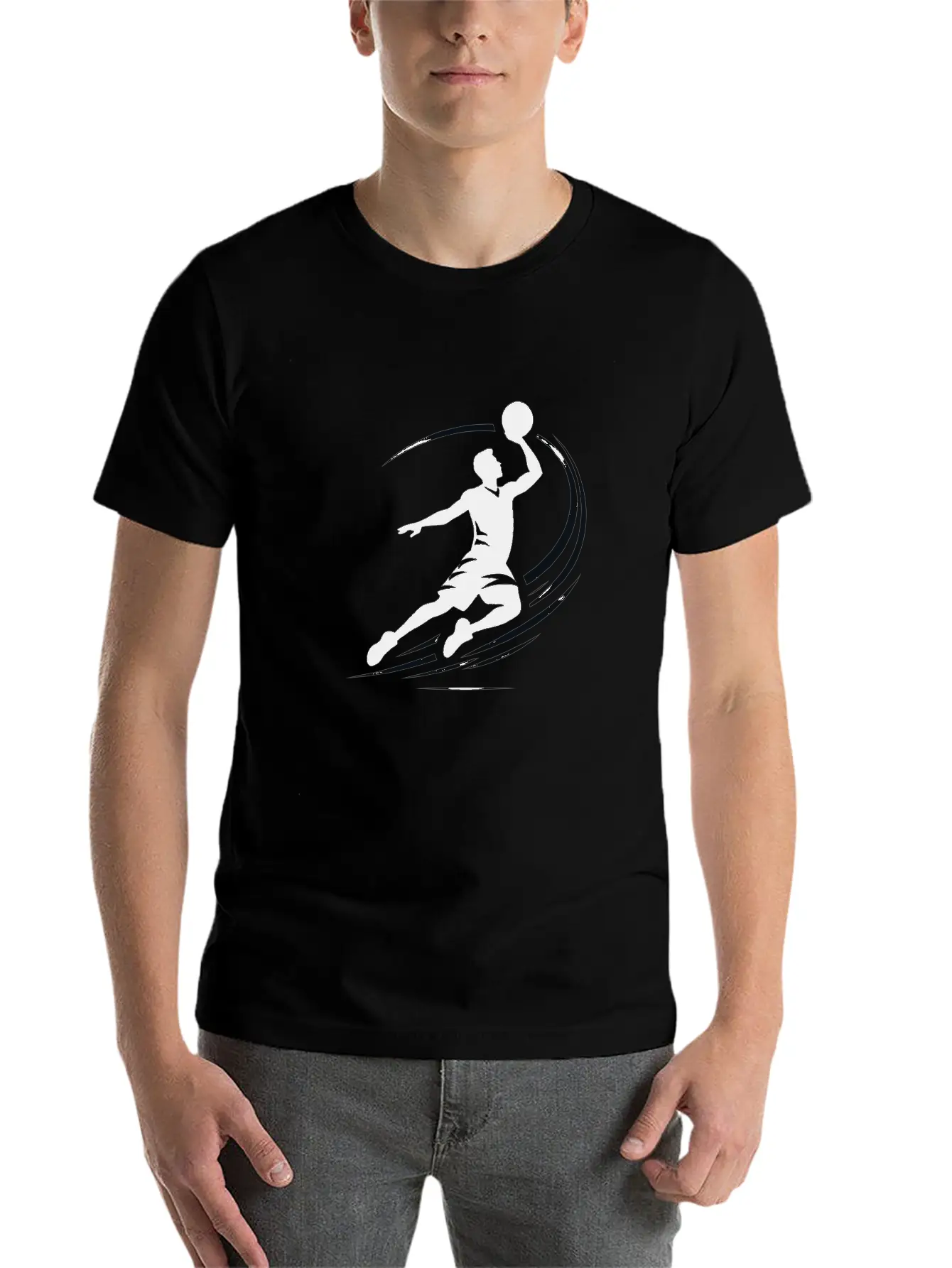 Man Basketball Athlete Silhouett Timeless Short Sleeve Tee – Comfy And Minimalist Design
