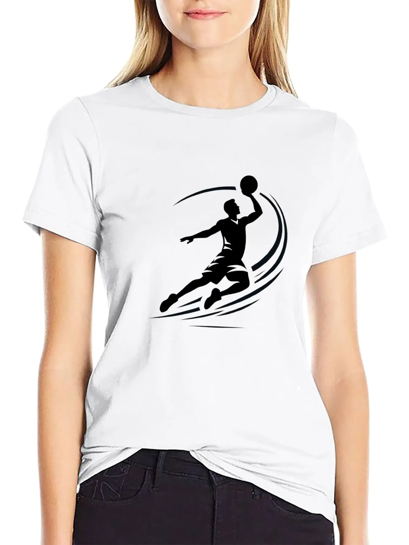 Man Basketball Athlete Silhouett Timeless Short Sleeve Tee – Comfy And Minimalist Design