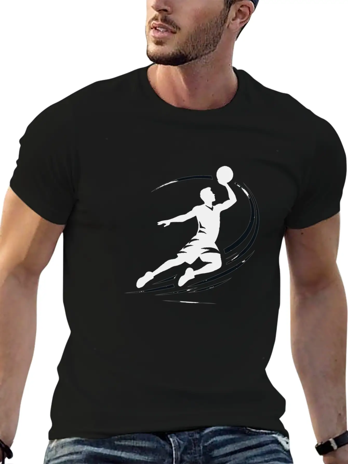 Man Basketball Athlete Silhouett Timeless Short Sleeve Tee – Comfy And Minimalist Design