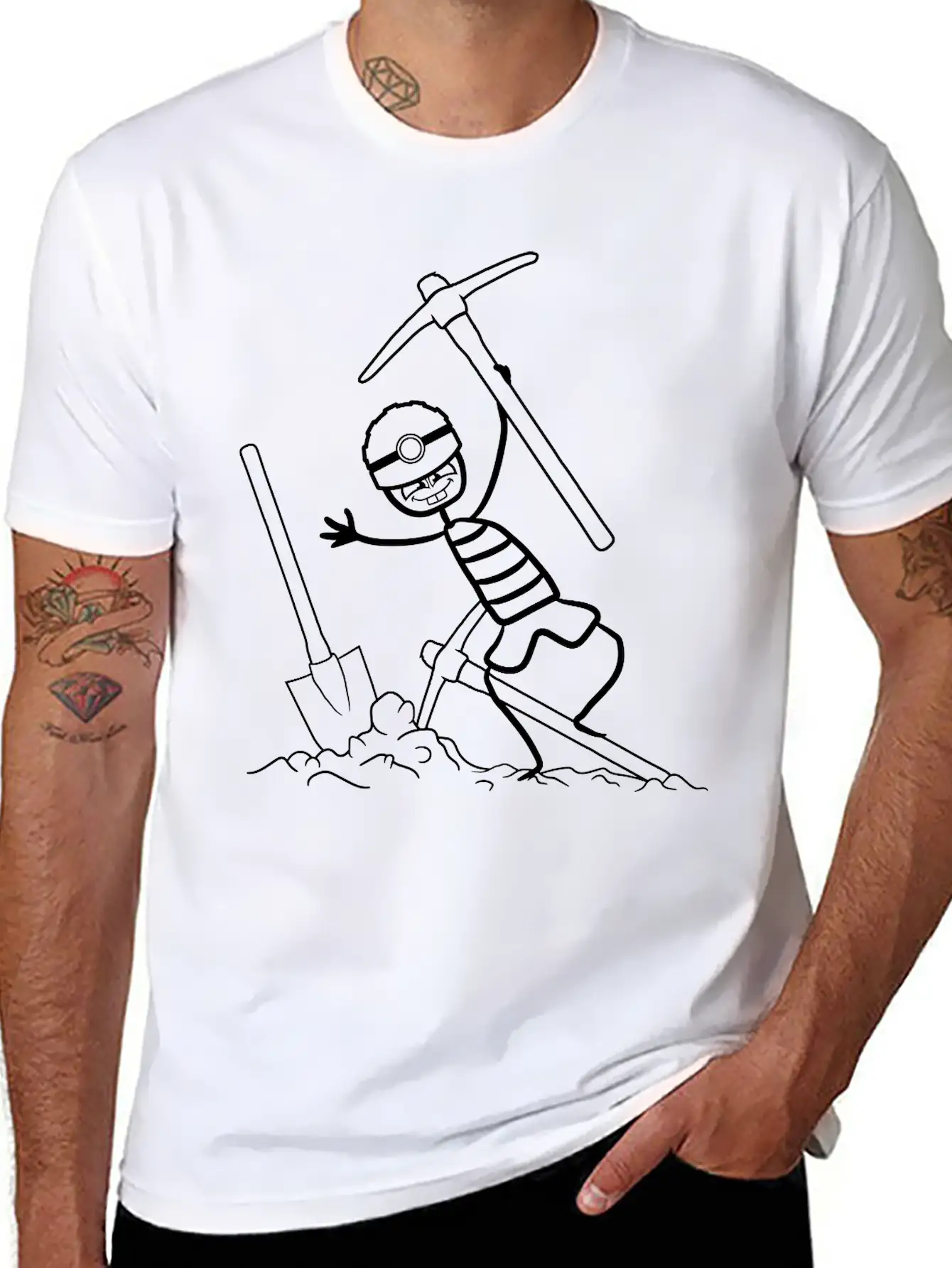 Man Boy Hoe Dig Digging Hole Shovel Digging Shovel Timeless Short Sleeve Tee – Comfy And Minimalist Design