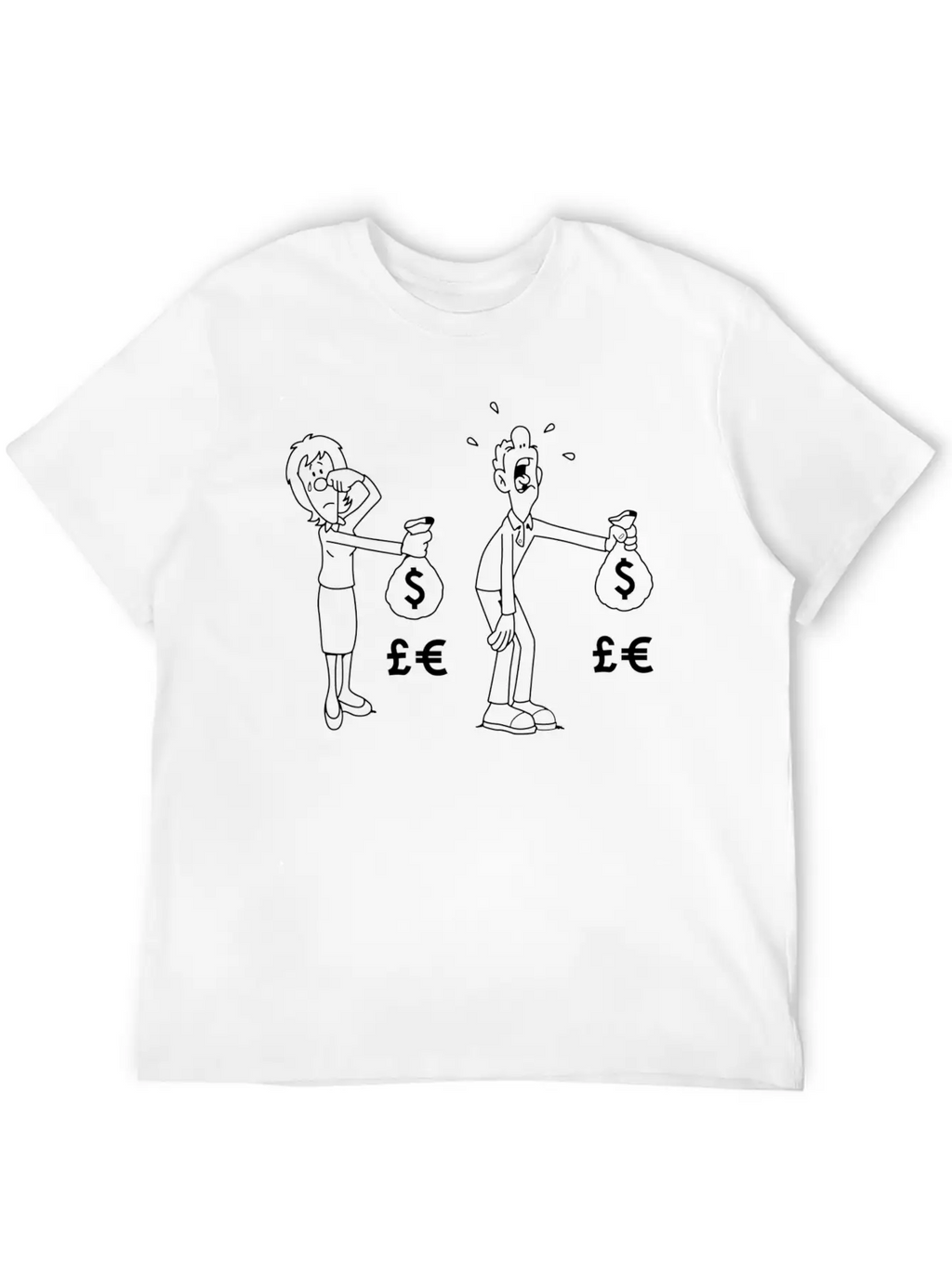 Man Woman Cash Bag Money Upset Sad Cry Classic Cotton Tee – Unisex Comfort For Any Season