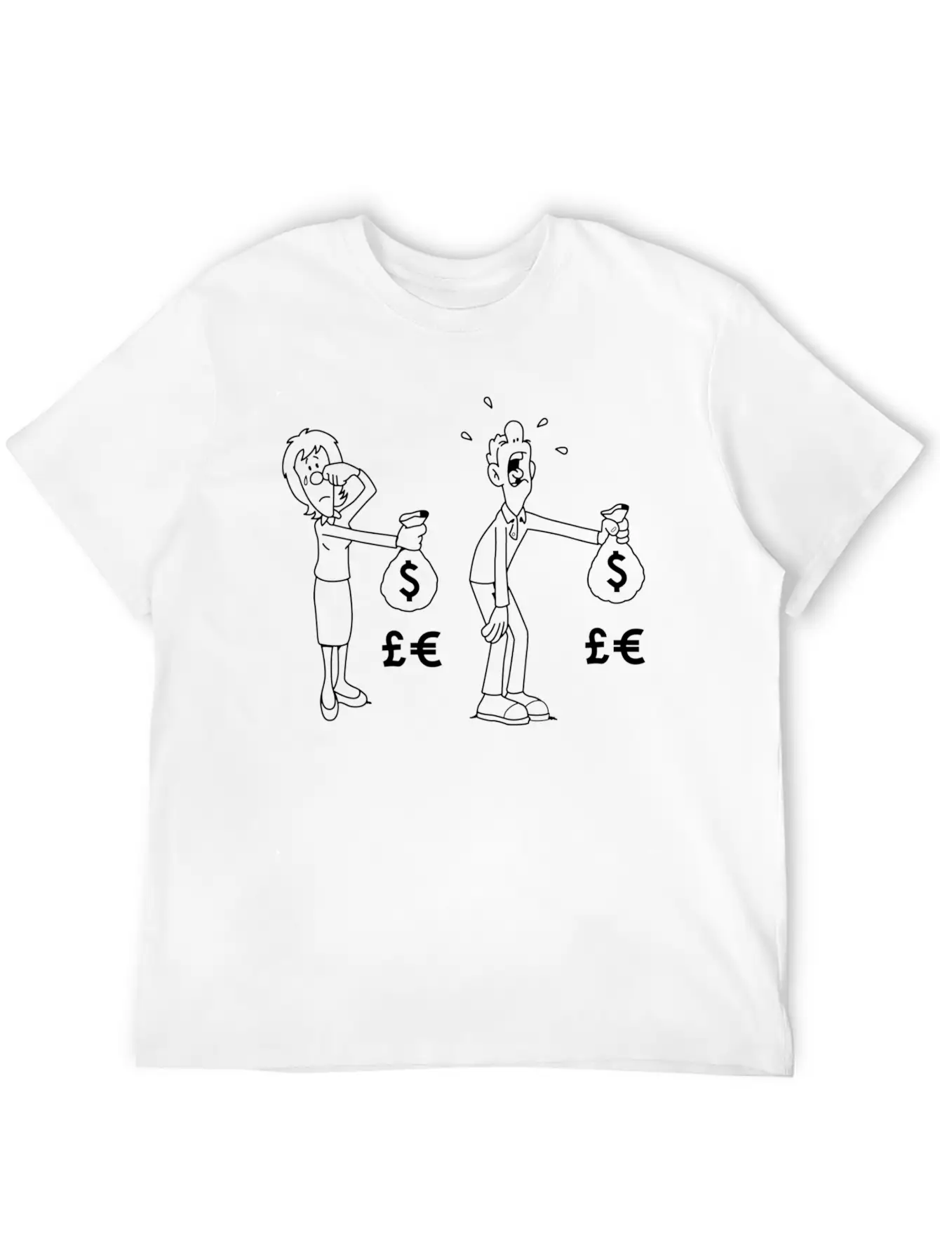 Man Woman Cash Bag Money Upset Sad Cry Classic Cotton Tee – Unisex Comfort For Any Season