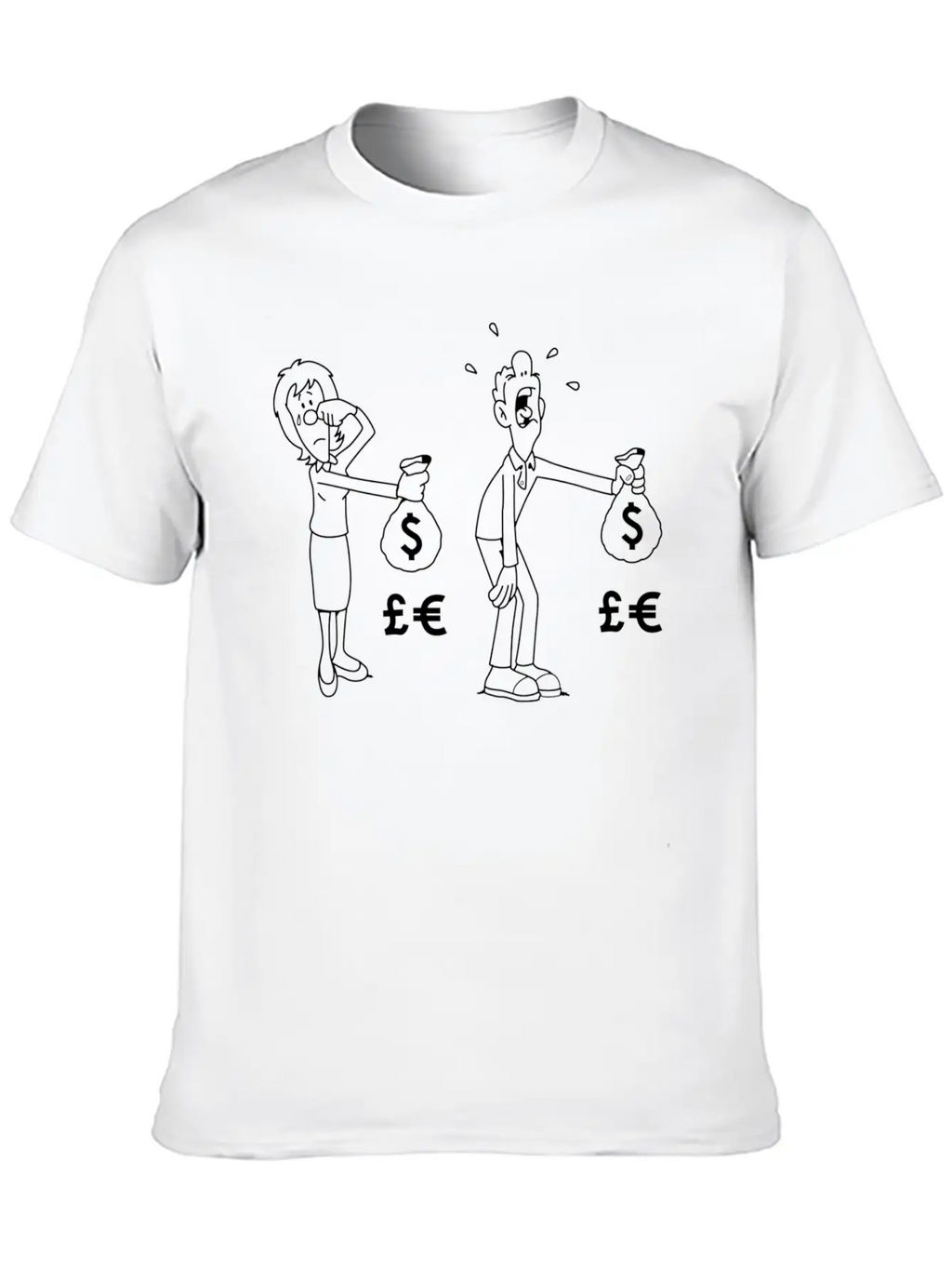 Man Woman Cash Bag Money Upset Sad Cry Classic Cotton Tee – Unisex Comfort For Any Season