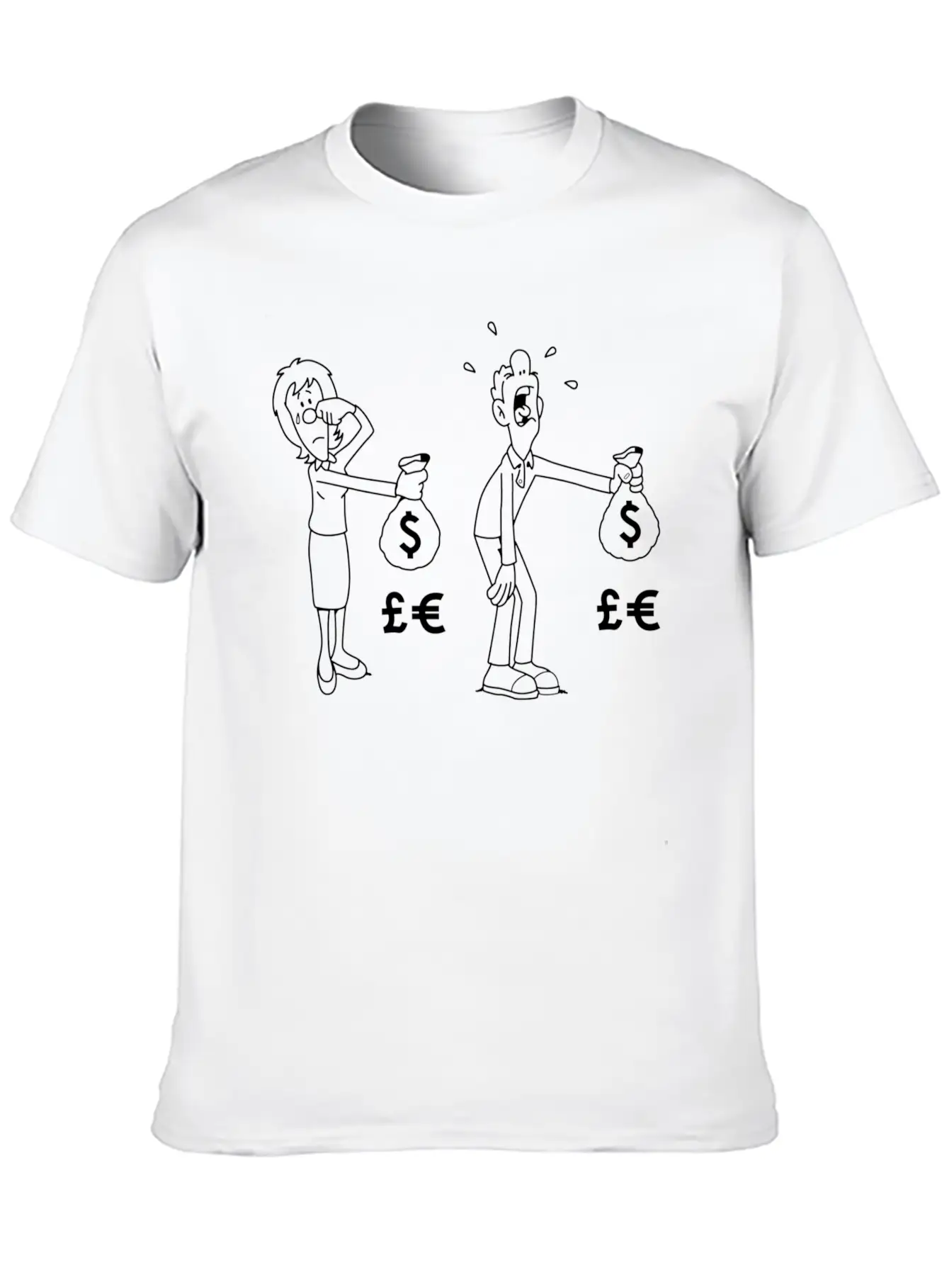 Man Woman Cash Bag Money Upset Sad Cry Classic Cotton Tee – Unisex Comfort For Any Season