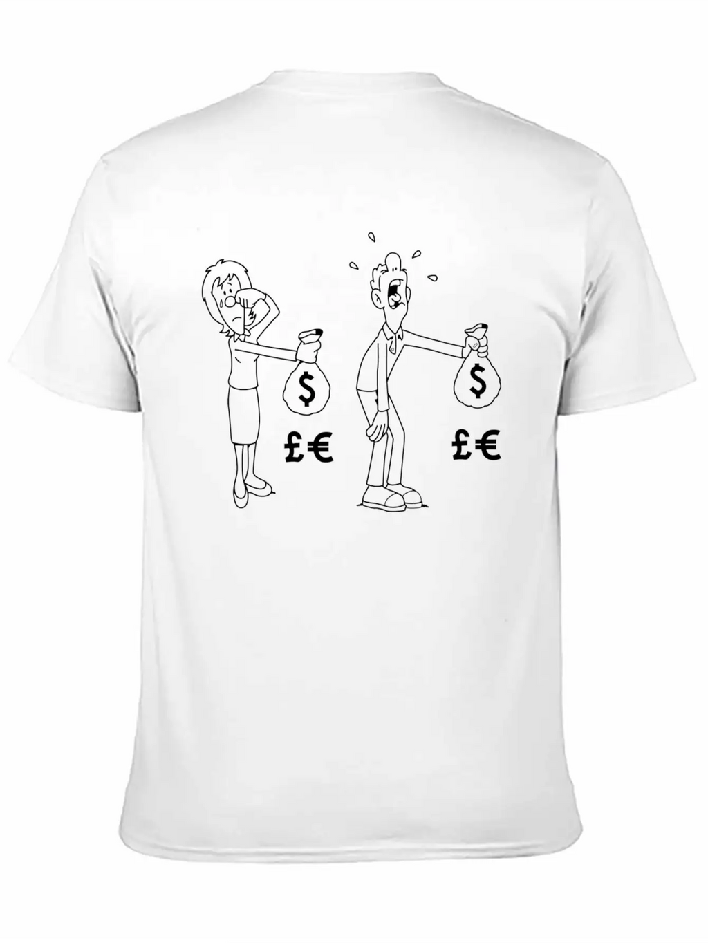 Man Woman Cash Bag Money Upset Sad Cry Classic Cotton Tee – Unisex Comfort For Any Season