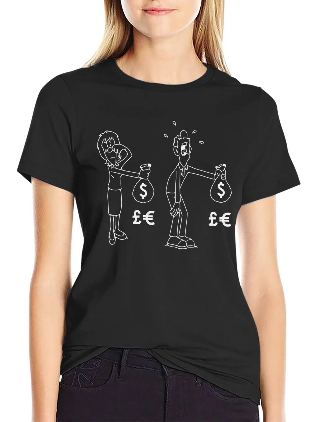 Man Woman Cash Bag Money Upset Sad Cry Classic Cotton Tee – Unisex Comfort For Any Season