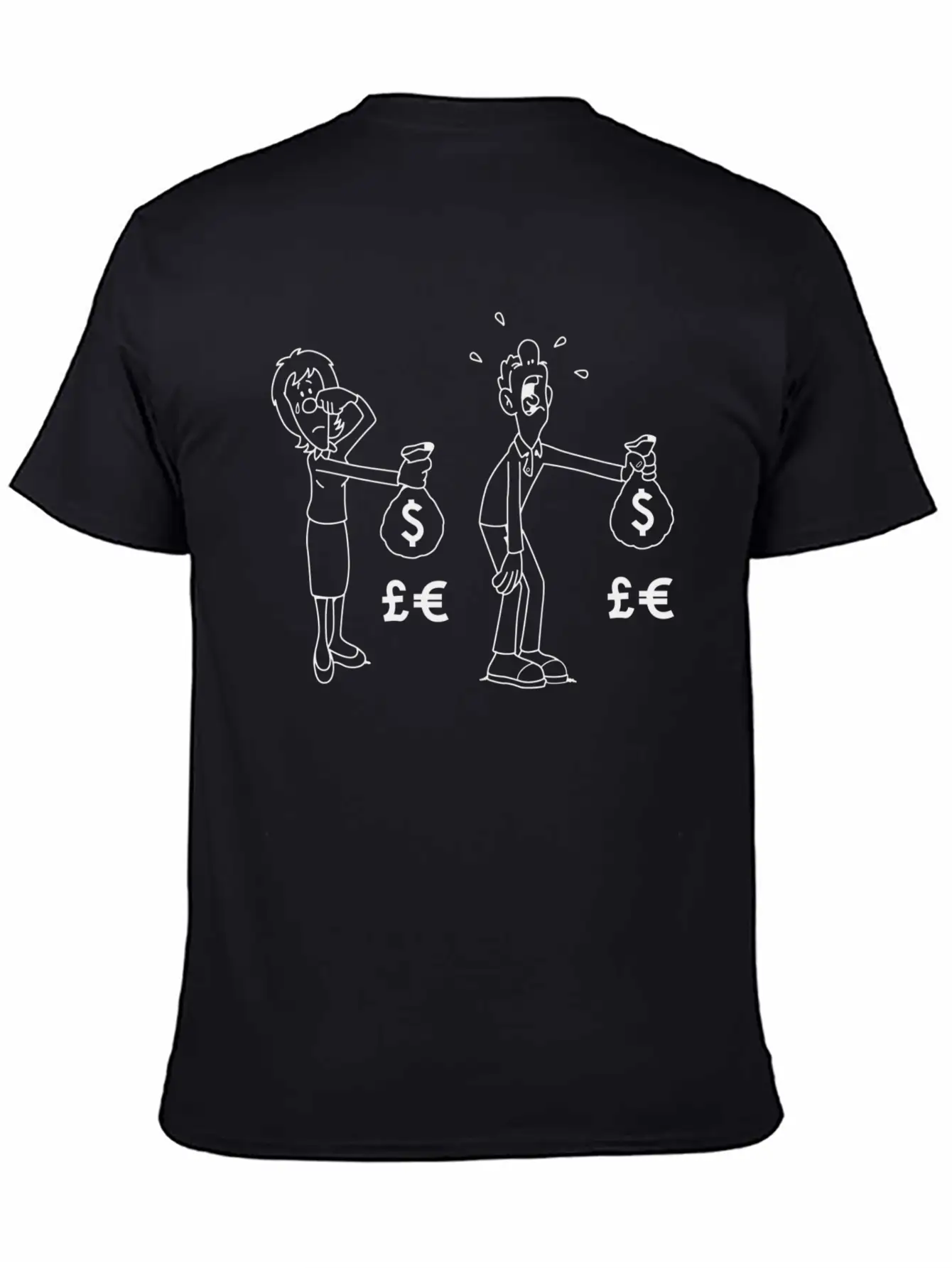 Man Woman Cash Bag Money Upset Sad Cry Classic Cotton Tee – Unisex Comfort For Any Season