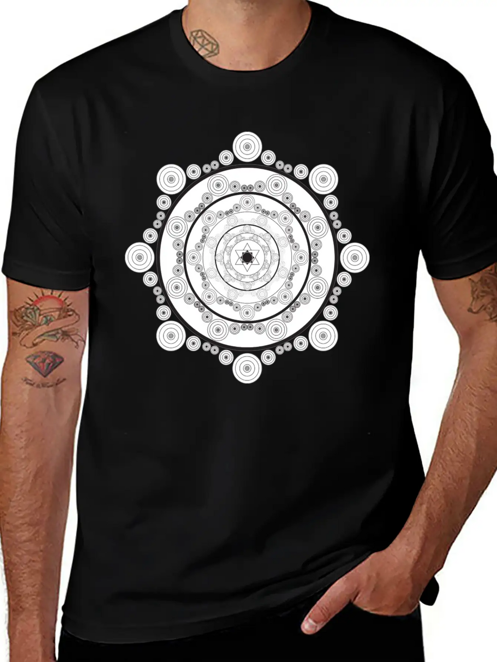 Mandala Black White Modern Fit Casual T-Shirt – Clean And Versatile Design