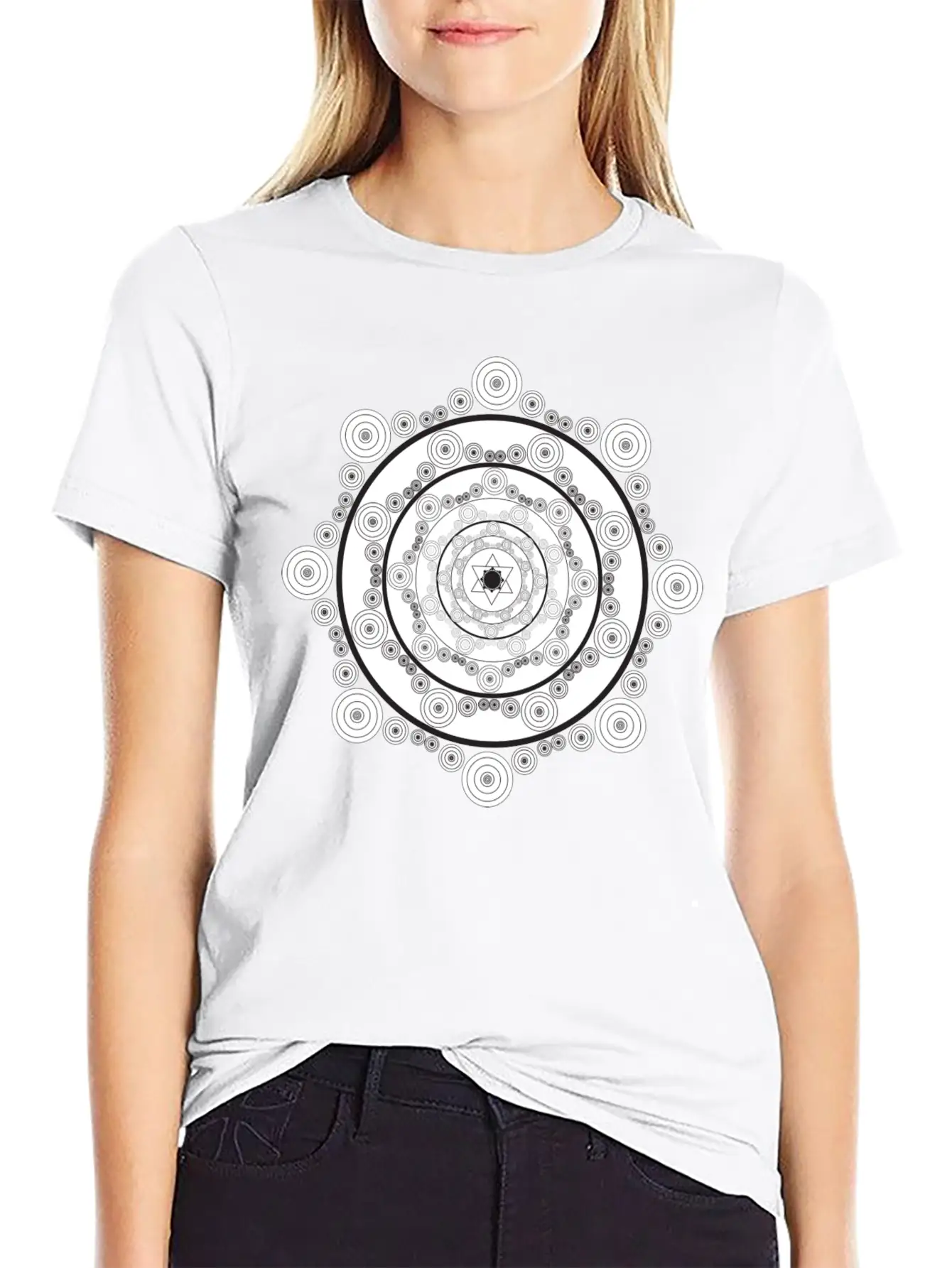 Mandala Black White Modern Fit Casual T-Shirt – Clean And Versatile Design