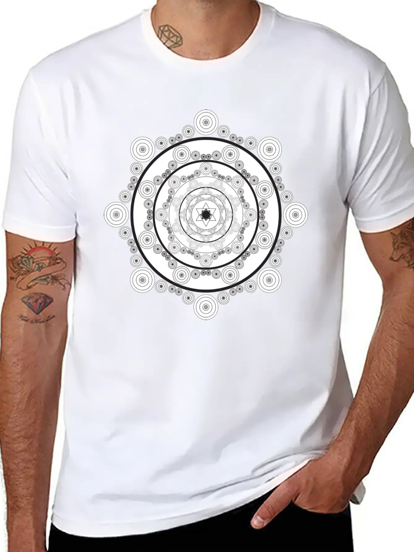Mandala Black White Modern Fit Casual T-Shirt – Clean And Versatile Design