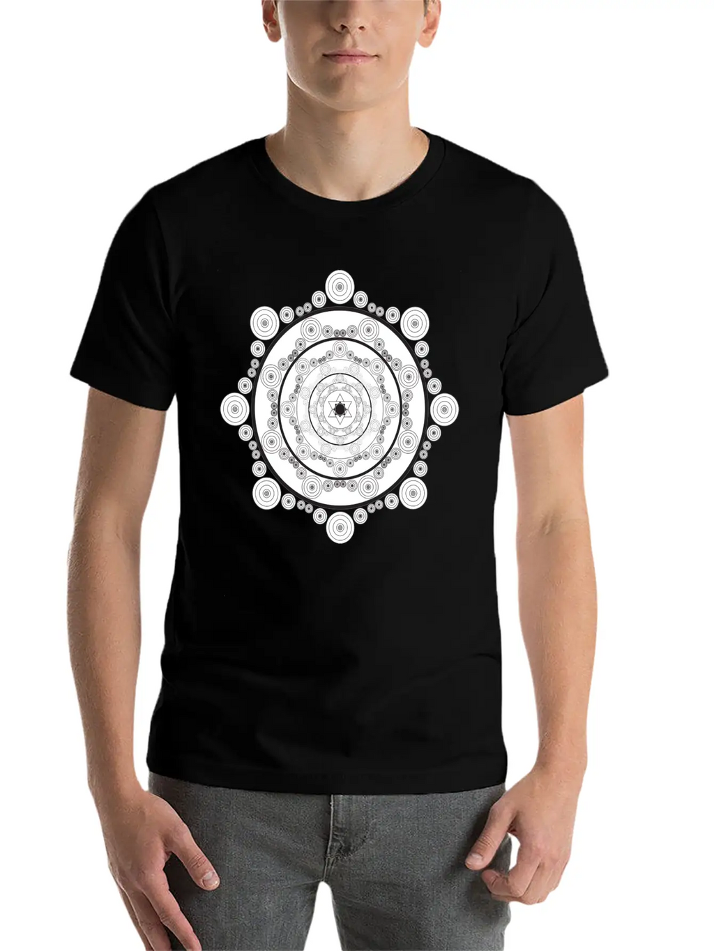 Mandala Black White Modern Fit Casual T-Shirt – Clean And Versatile Design