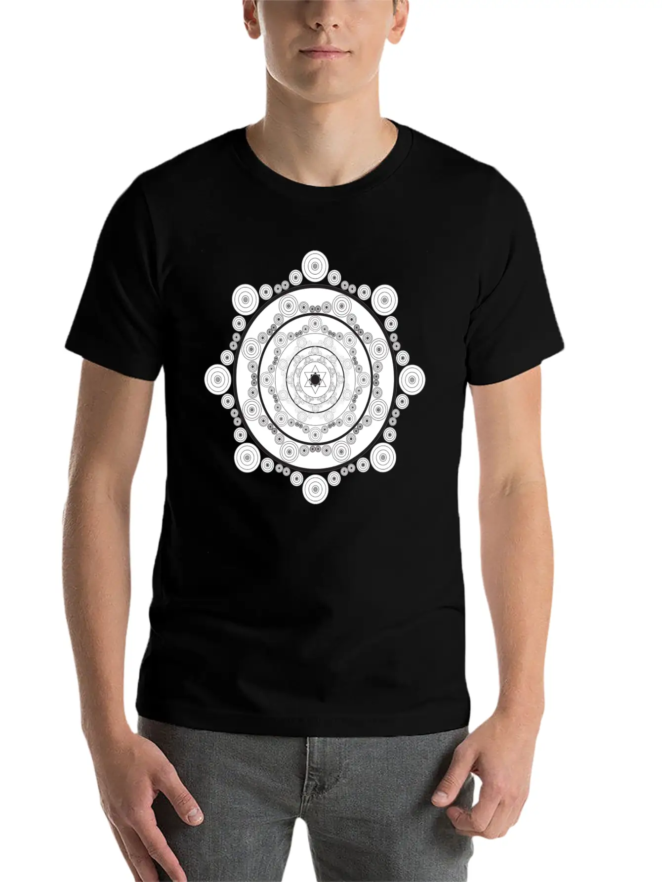 Mandala Black White Modern Fit Casual T-Shirt – Clean And Versatile Design