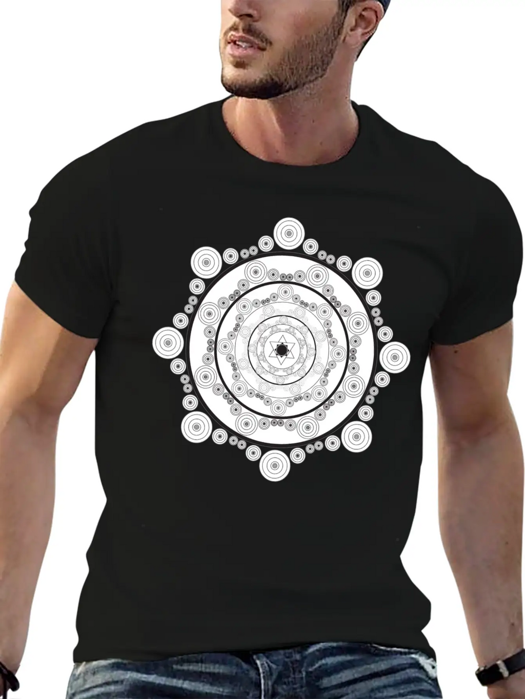 Mandala Black White Modern Fit Casual T-Shirt – Clean And Versatile Design