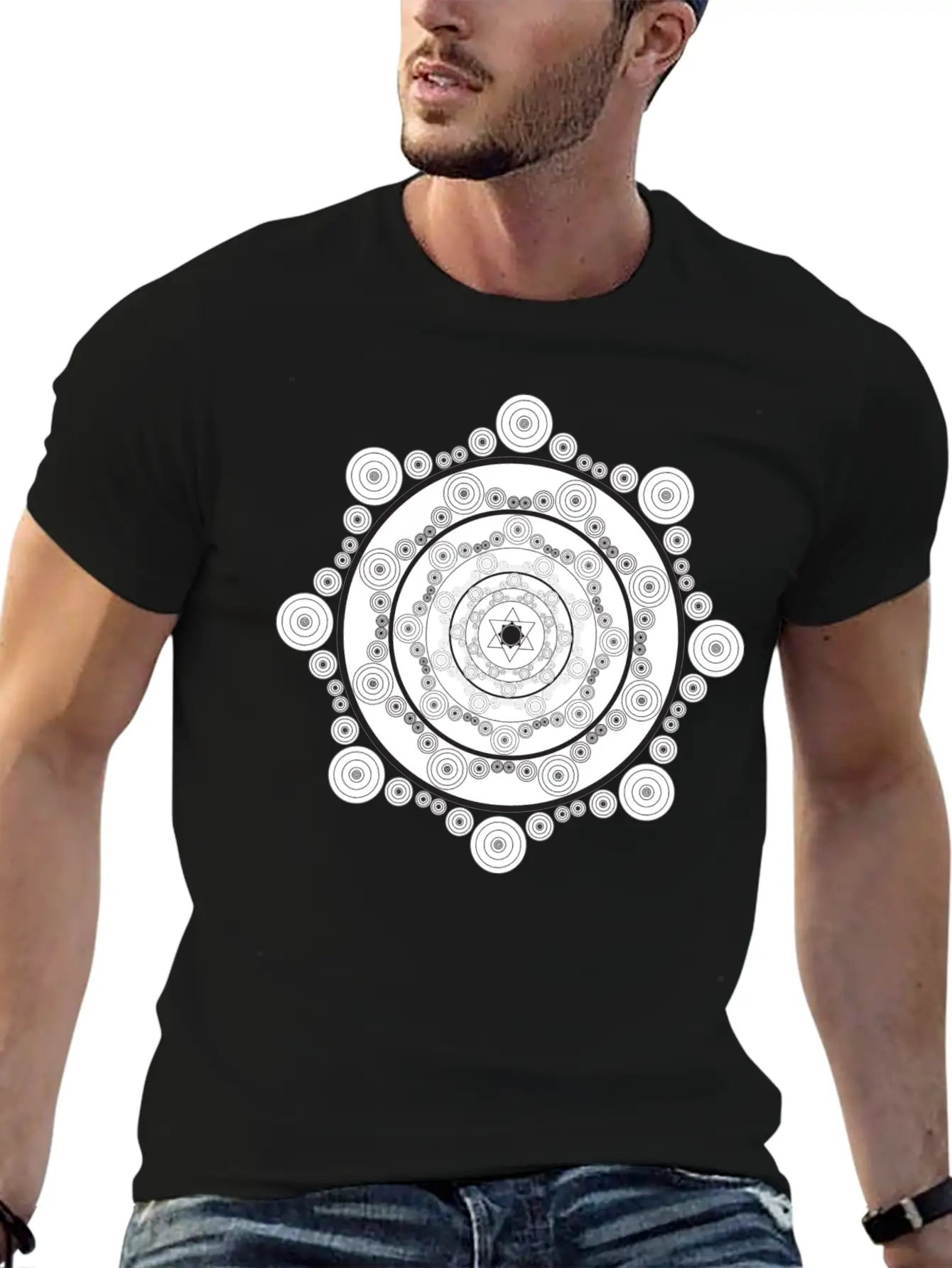 Mandala Black White Modern Fit Casual T-Shirt – Clean And Versatile Design