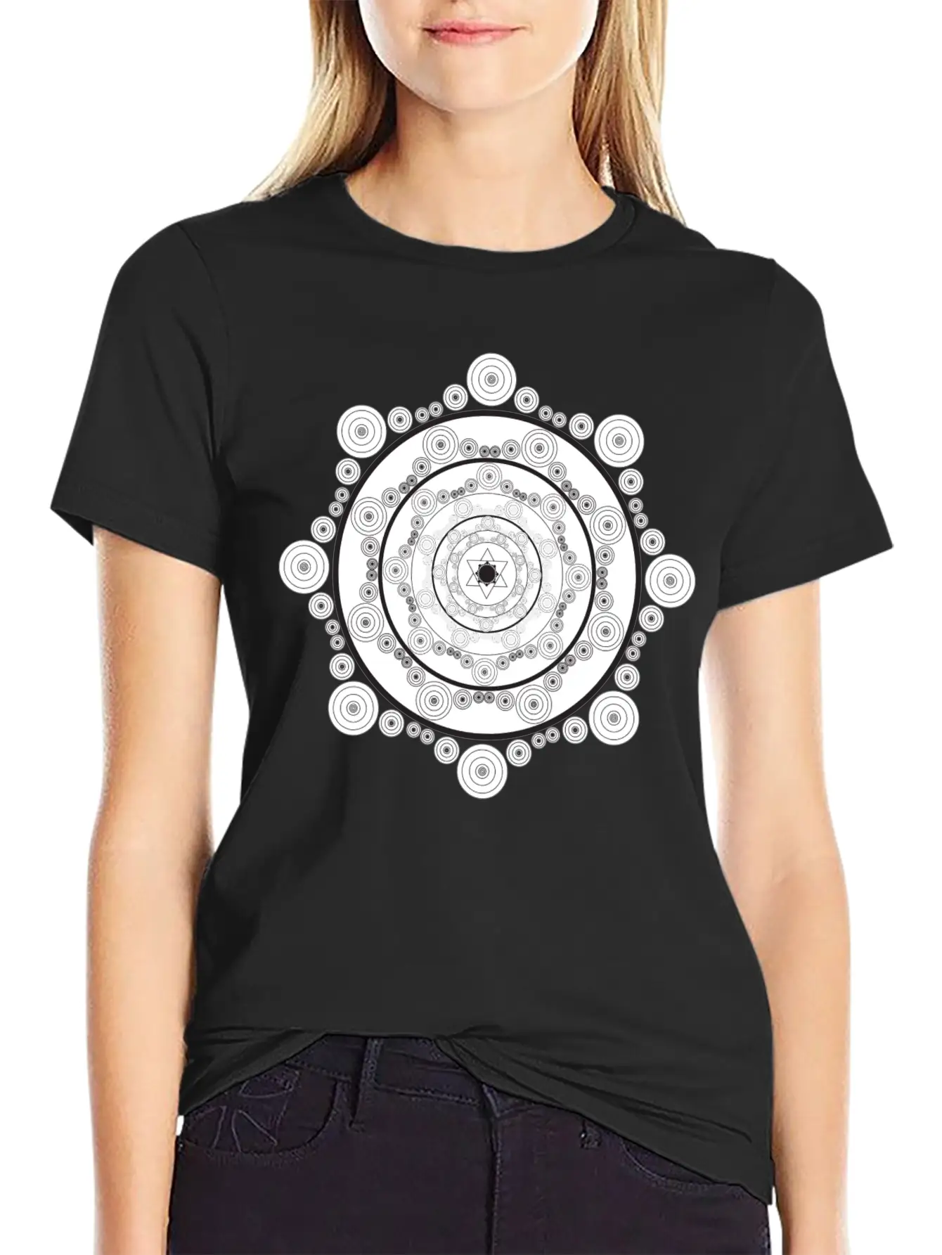Mandala Black White Modern Fit Casual T-Shirt – Clean And Versatile Design