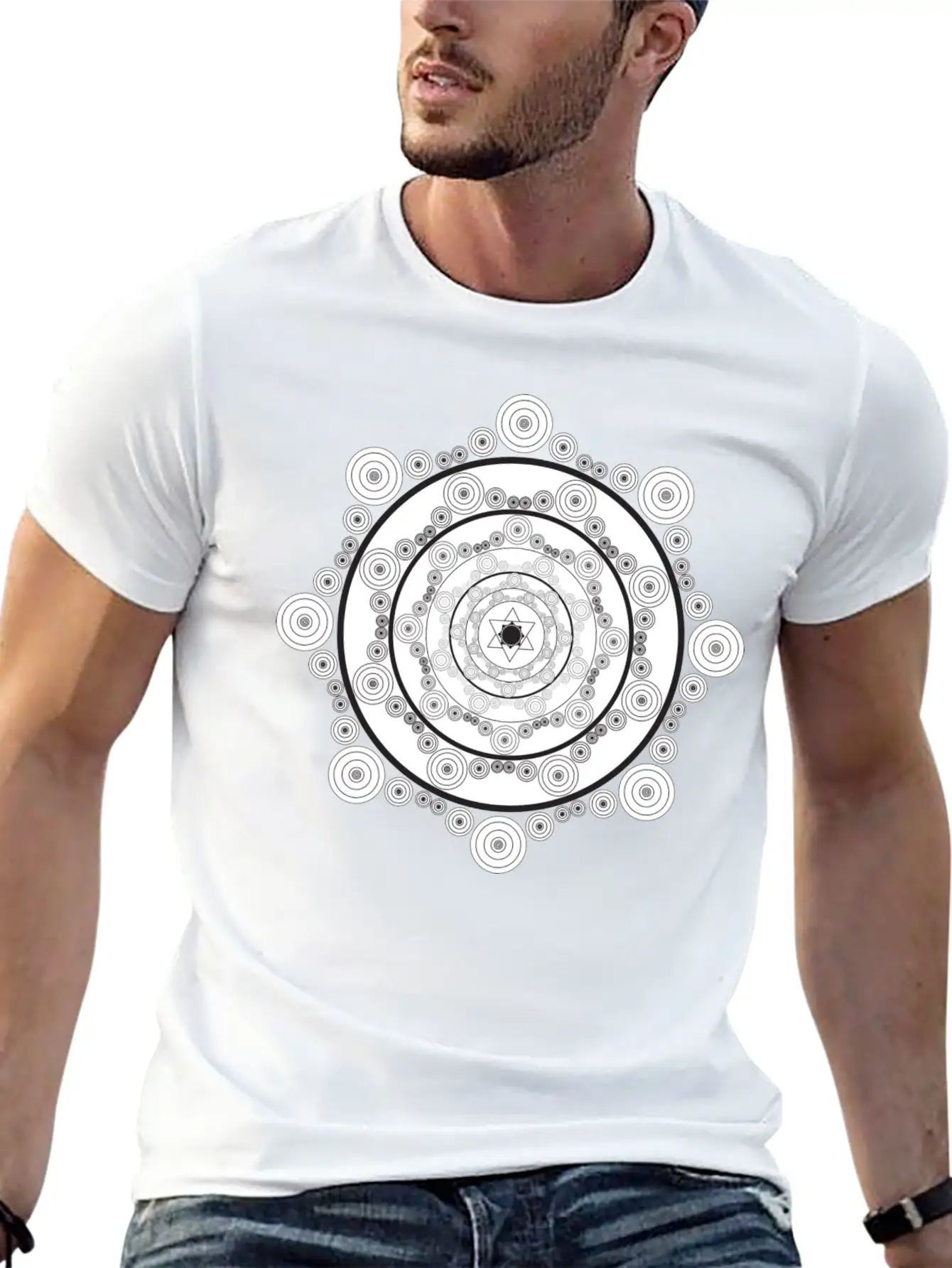 Mandala Black White Modern Fit Casual T-Shirt – Clean And Versatile Design