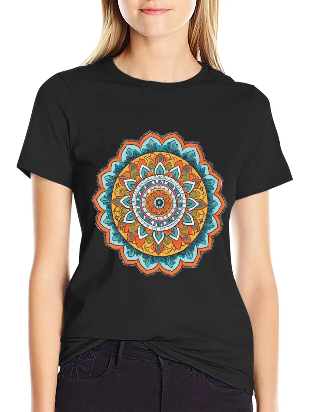 Mandala Of Various Colors Relaxed Everyday Tee – Lightweight And Durable Cotton