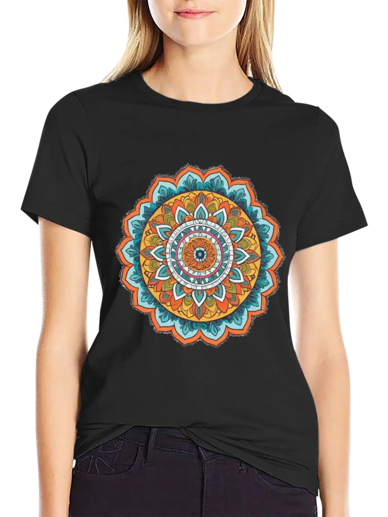 Mandala Of Various Colors Relaxed Everyday Tee – Lightweight And Durable Cotton