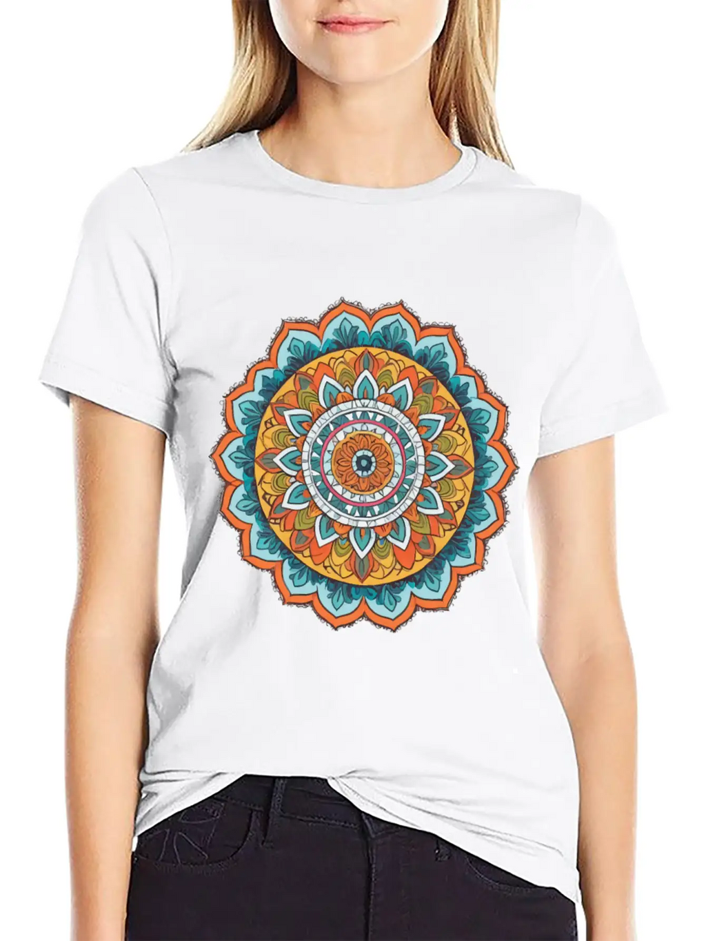 Mandala Of Various Colors Relaxed Everyday Tee – Lightweight And Durable Cotton