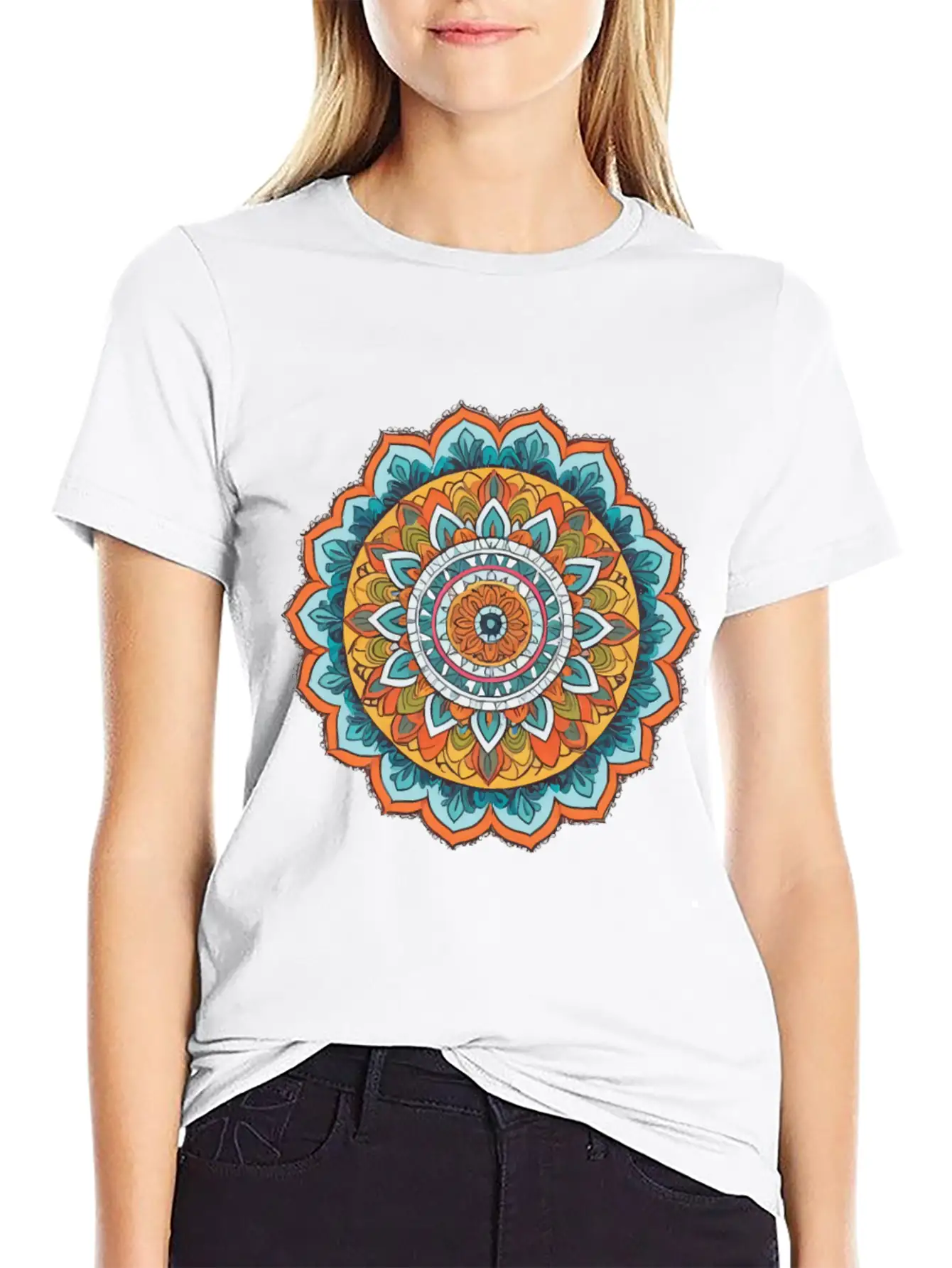 Mandala Of Various Colors Relaxed Everyday Tee – Lightweight And Durable Cotton