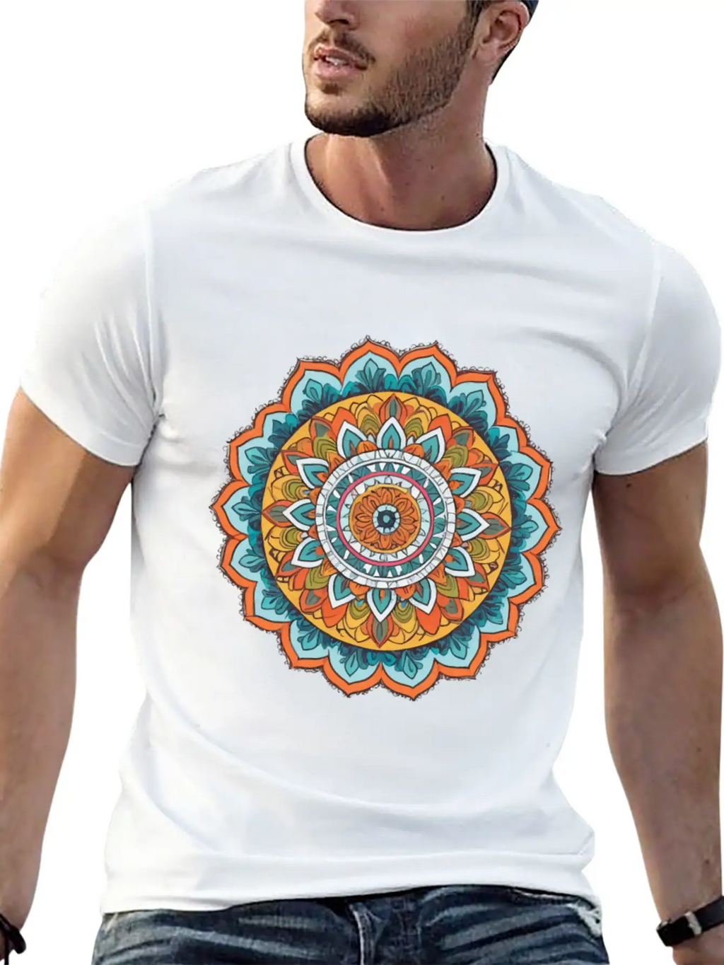 Mandala Of Various Colors Relaxed Everyday Tee – Lightweight And Durable Cotton