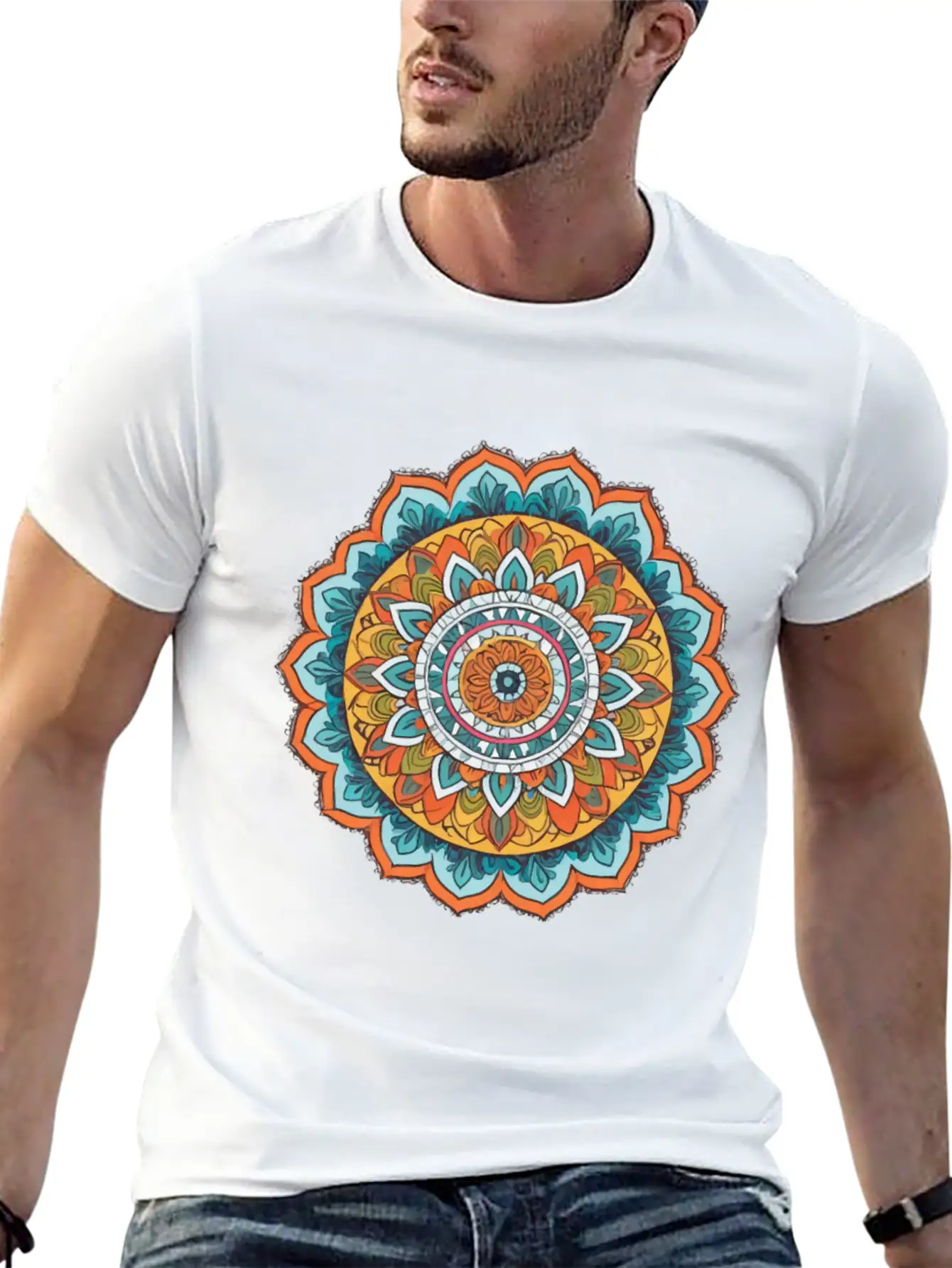 Mandala Of Various Colors Relaxed Everyday Tee – Lightweight And Durable Cotton