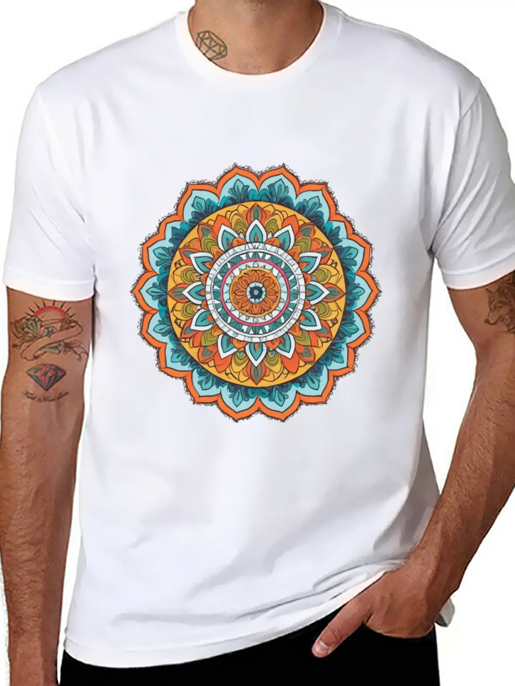 Mandala Of Various Colors Relaxed Everyday Tee – Lightweight And Durable Cotton