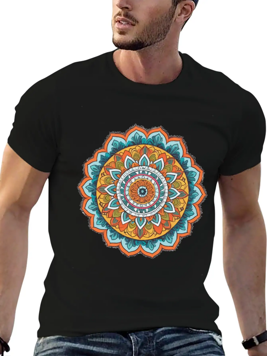 Mandala Of Various Colors Relaxed Everyday Tee – Lightweight And Durable Cotton