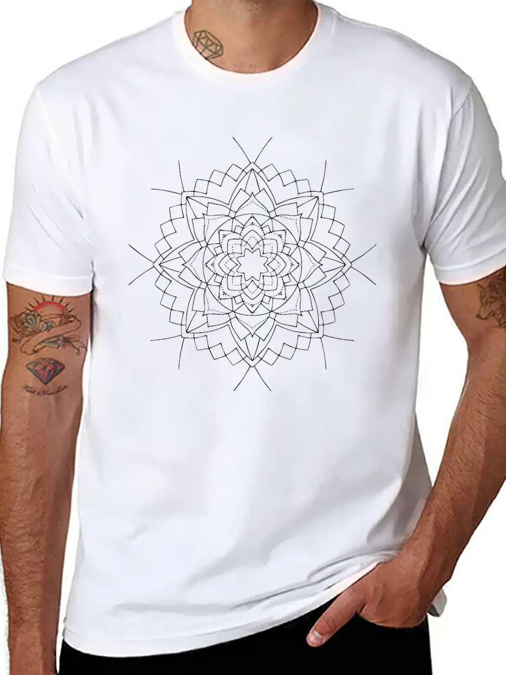 Mandala Oldschool MANDALA Ink Tattoo Newschool Mod Stylish Everyday T-Shirt – Unisex Basic Cotton Tee