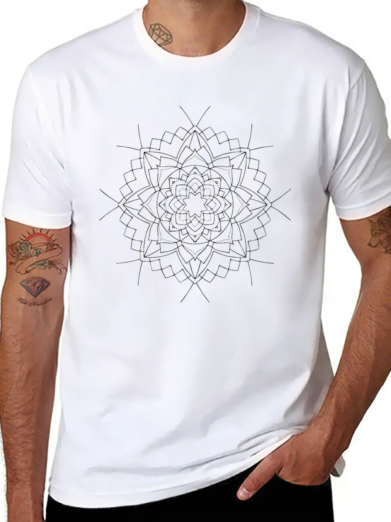Mandala Oldschool MANDALA Ink Tattoo Newschool Mod Stylish Everyday T-Shirt – Unisex Basic Cotton Tee