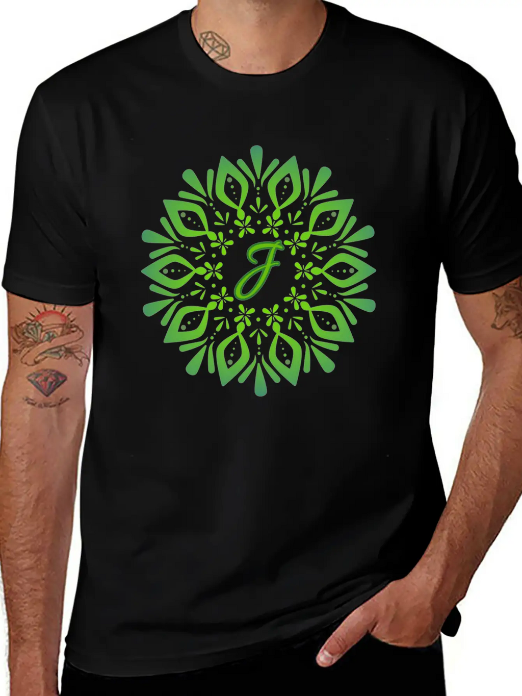 Mandala With Letter J Unisex Casual T-Shirt – Clean Design For Daily Comfort