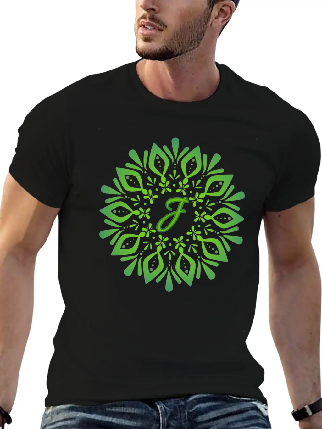 Mandala With Letter J Unisex Casual T-Shirt – Clean Design For Daily Comfort