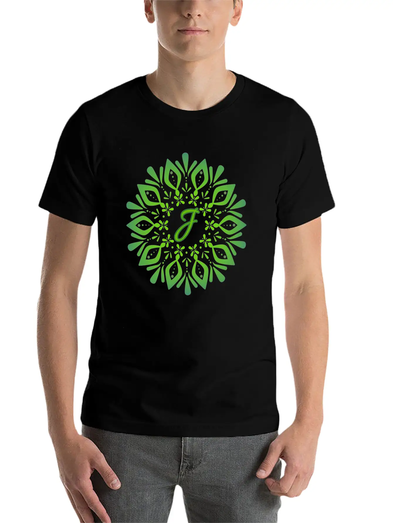 Mandala With Letter J Unisex Casual T-Shirt – Clean Design For Daily Comfort