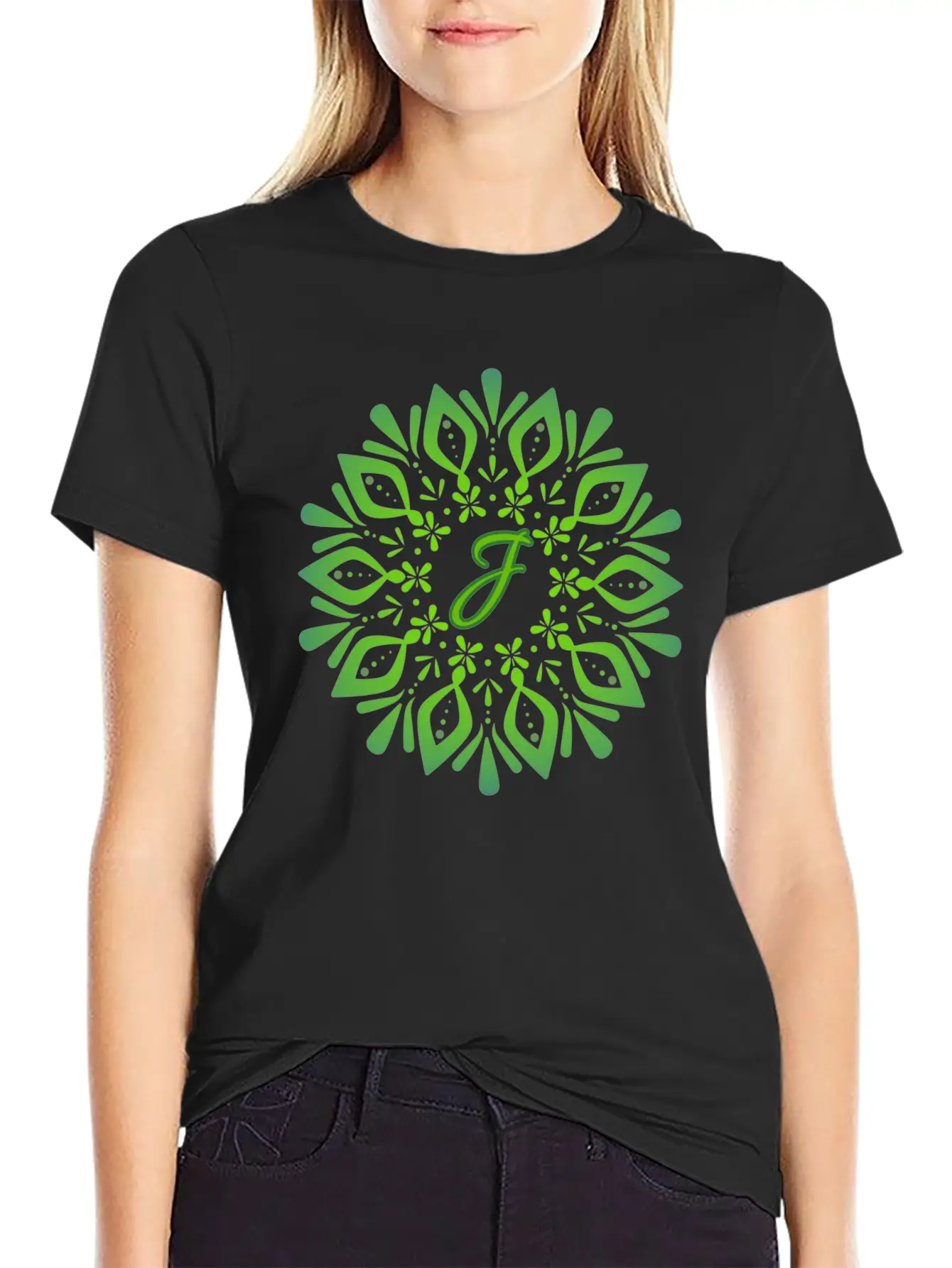 Mandala With Letter J Unisex Casual T-Shirt – Clean Design For Daily Comfort