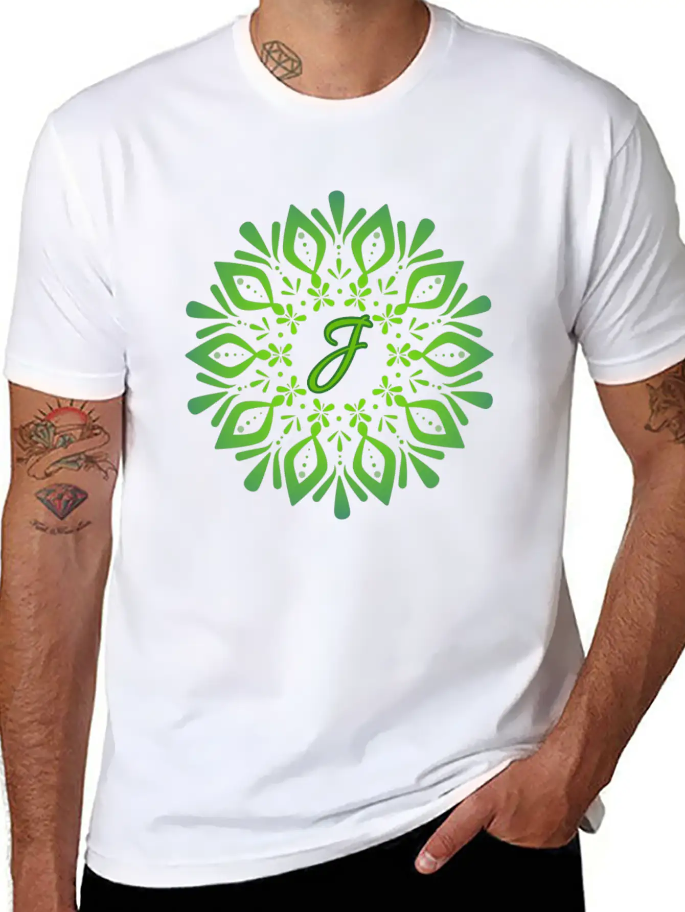 Mandala With Letter J Unisex Casual T-Shirt – Clean Design For Daily Comfort