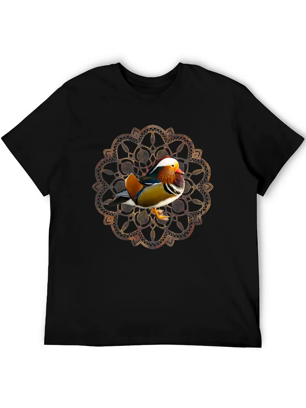 Mandarin Duck Fall Autumn Mandala Orange Leaves Essential Cotton Tee For Daily Outfits – Unisex Style