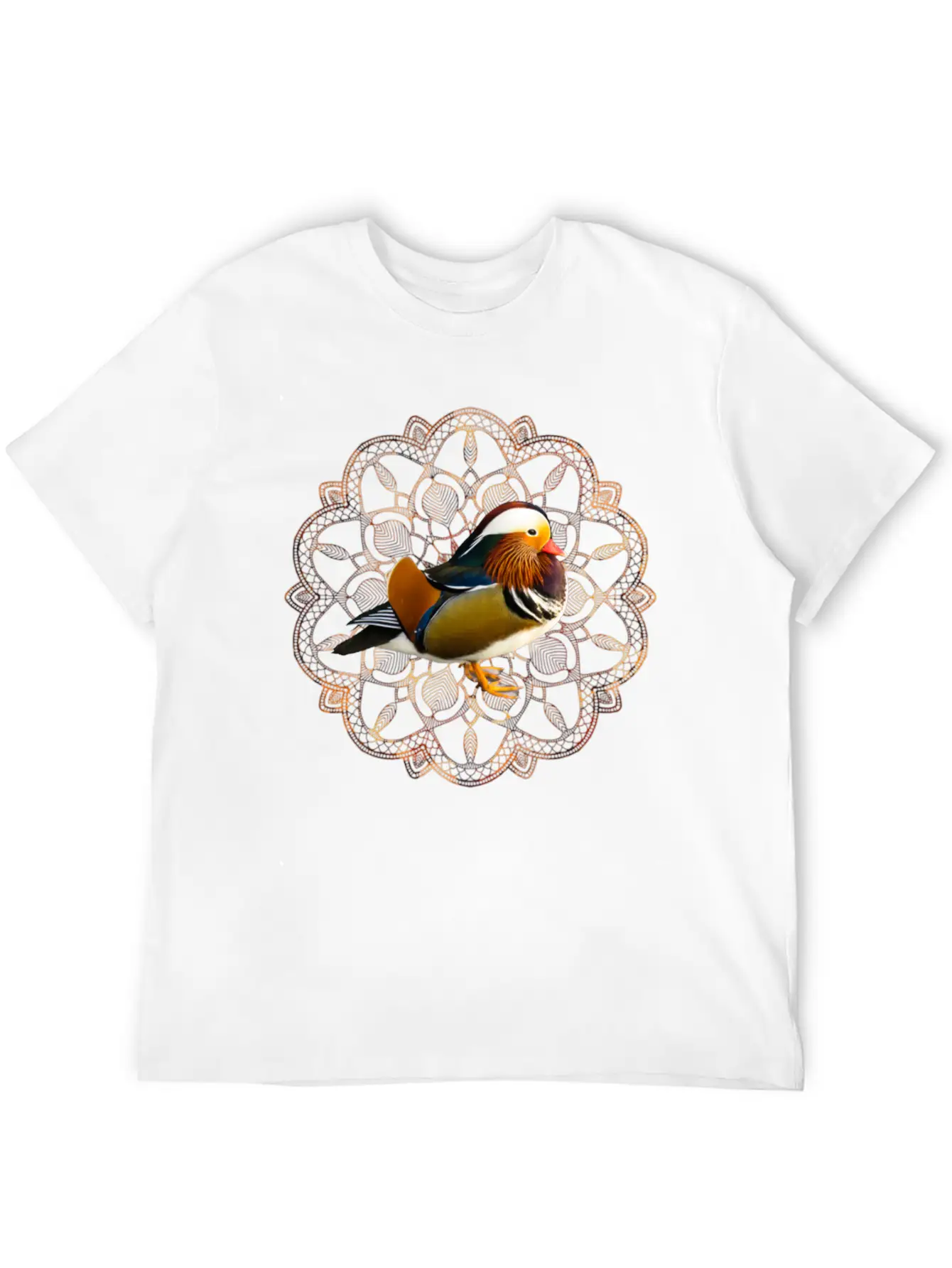 Mandarin Duck Fall Autumn Mandala Orange Leaves Essential Cotton Tee For Daily Outfits – Unisex Style