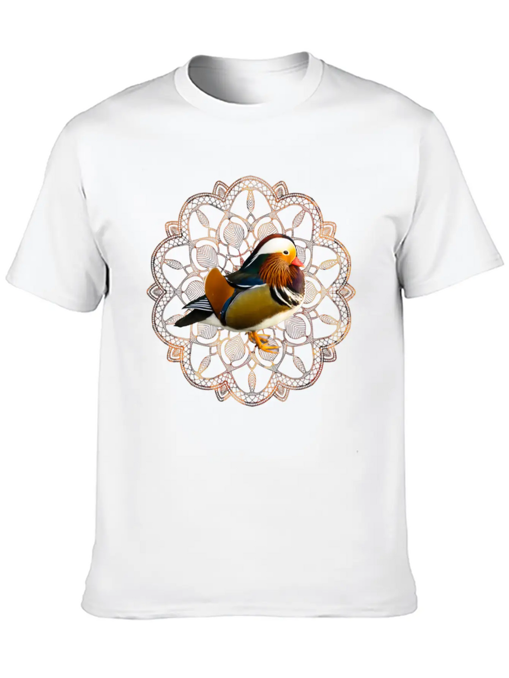 Mandarin Duck Fall Autumn Mandala Orange Leaves Essential Cotton Tee For Daily Outfits – Unisex Style