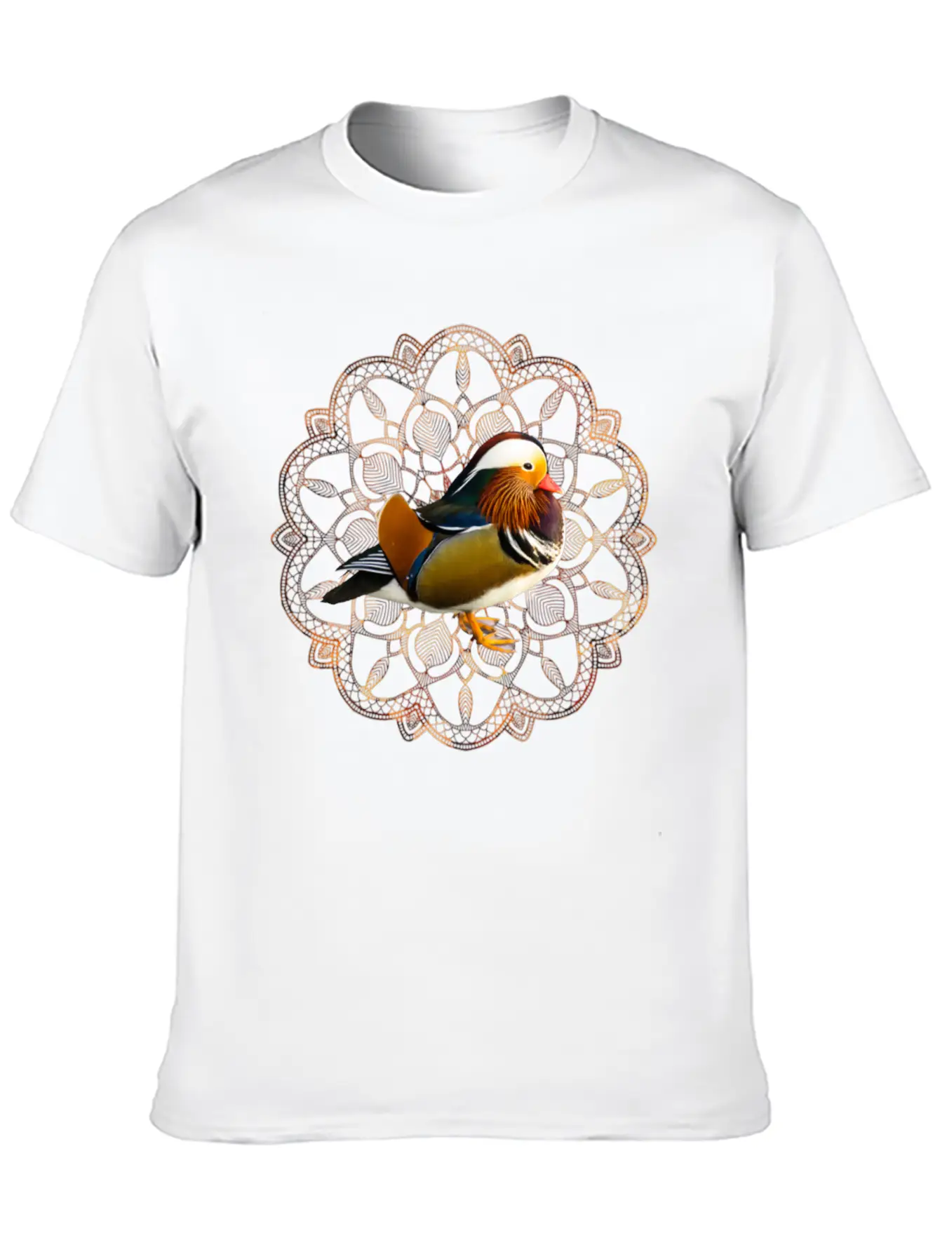 Mandarin Duck Fall Autumn Mandala Orange Leaves Essential Cotton Tee For Daily Outfits – Unisex Style