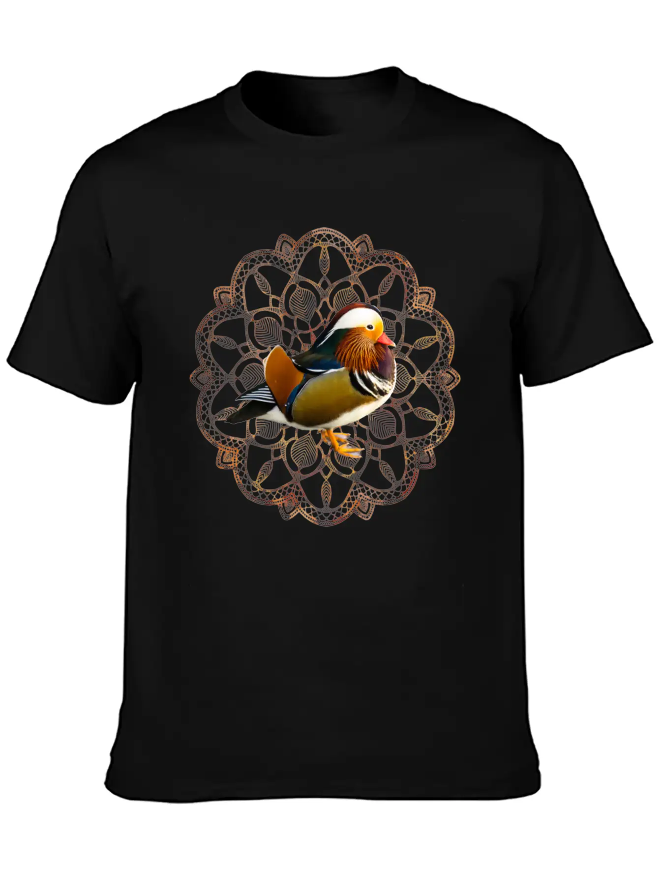 Mandarin Duck Fall Autumn Mandala Orange Leaves Essential Cotton Tee For Daily Outfits – Unisex Style