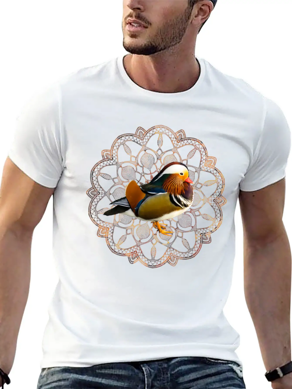 Mandarin Duck Fall Autumn Mandala Orange Leaves Essential Cotton Tee For Daily Outfits – Unisex Style