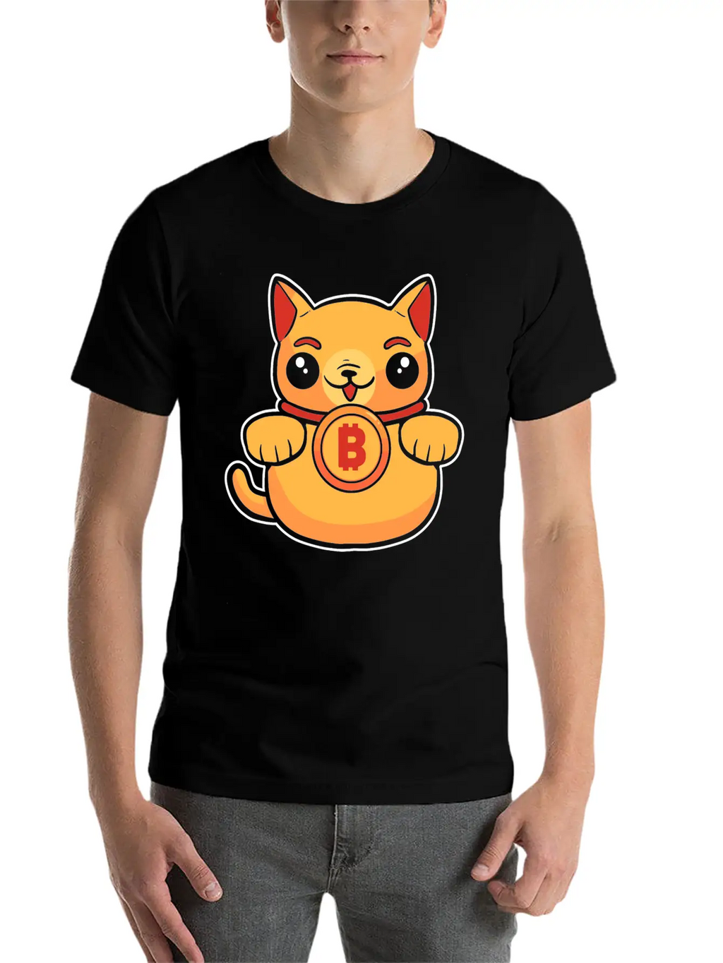 Maneki Neko Lucky Cat Crypto Bitcoin Basic Graphic T-Shirt – Daily Comfort In Soft Cotton