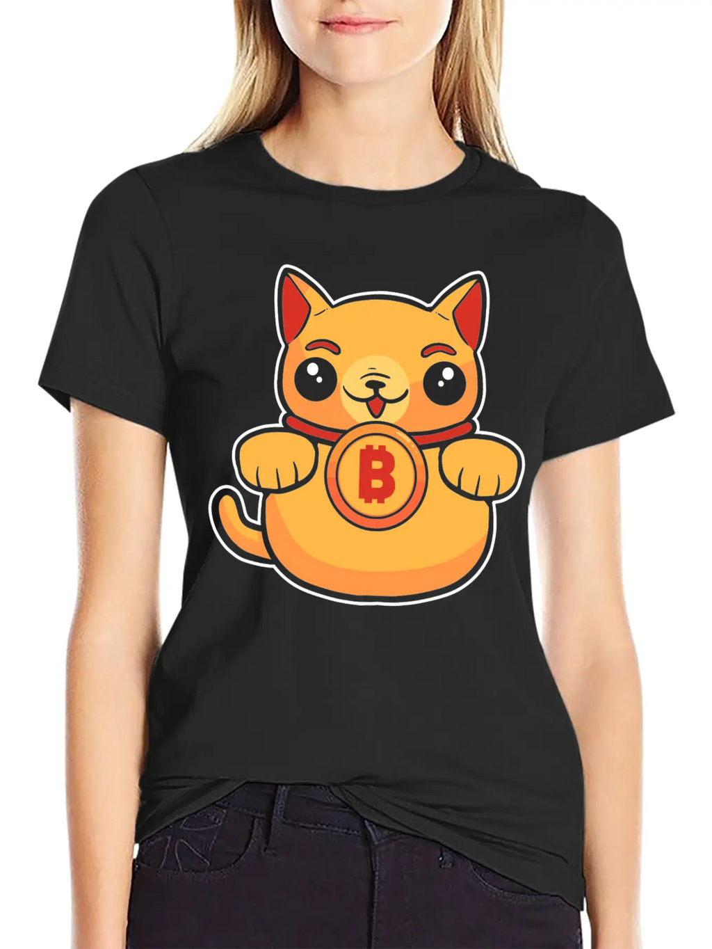 Maneki Neko Lucky Cat Crypto Bitcoin Basic Graphic T-Shirt – Daily Comfort In Soft Cotton