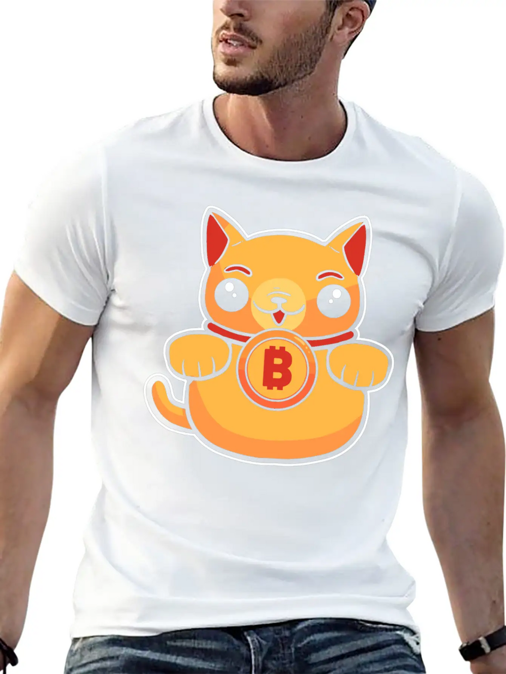 Maneki Neko Lucky Cat Crypto Bitcoin Basic Graphic T-Shirt – Daily Comfort In Soft Cotton