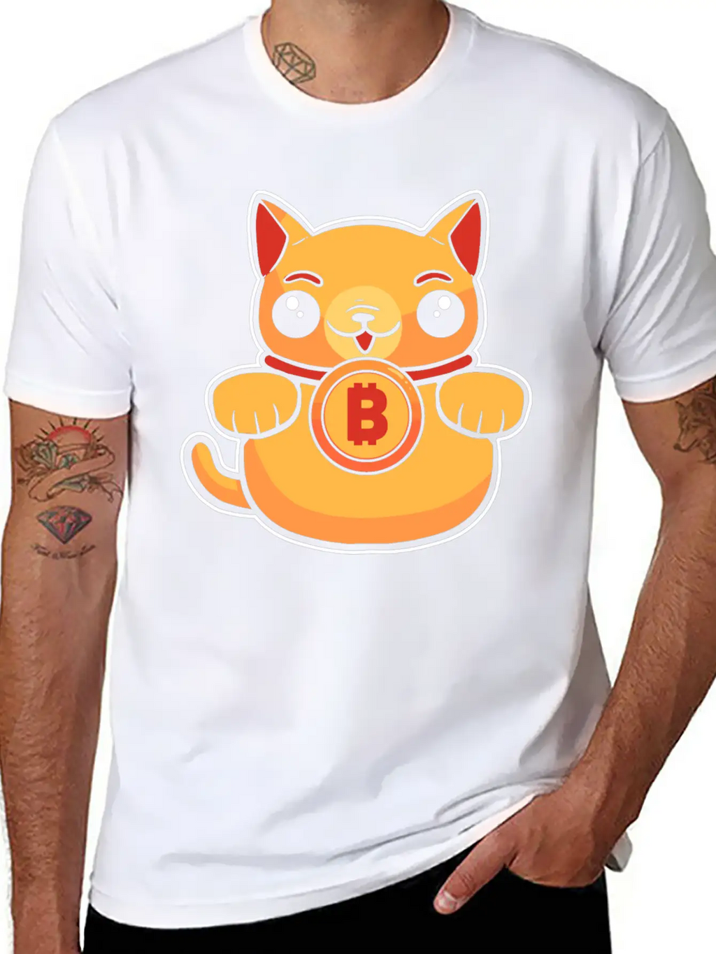 Maneki Neko Lucky Cat Crypto Bitcoin Basic Graphic T-Shirt – Daily Comfort In Soft Cotton