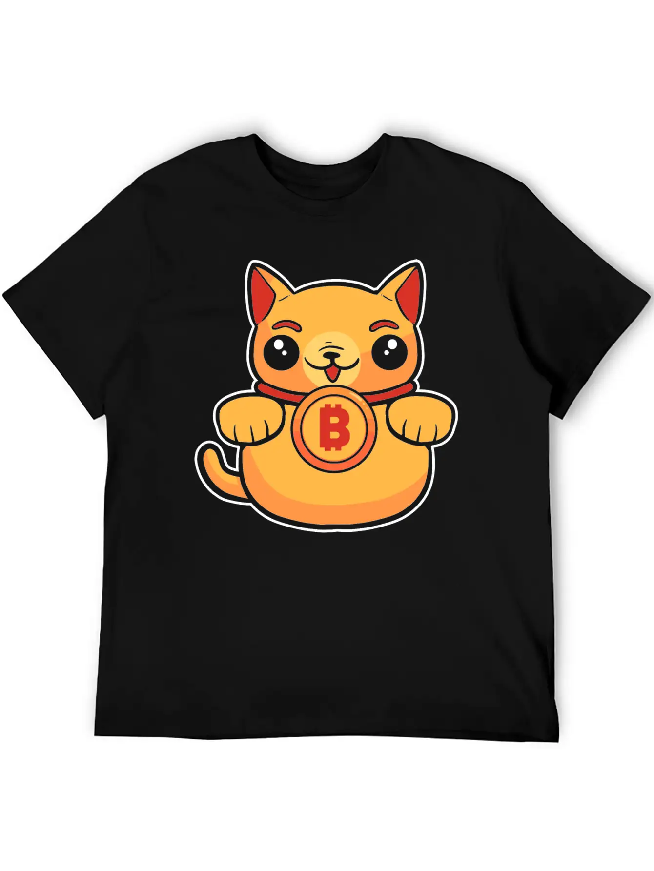 Maneki Neko Lucky Cat Crypto Bitcoin Basic Graphic T-Shirt – Daily Comfort In Soft Cotton