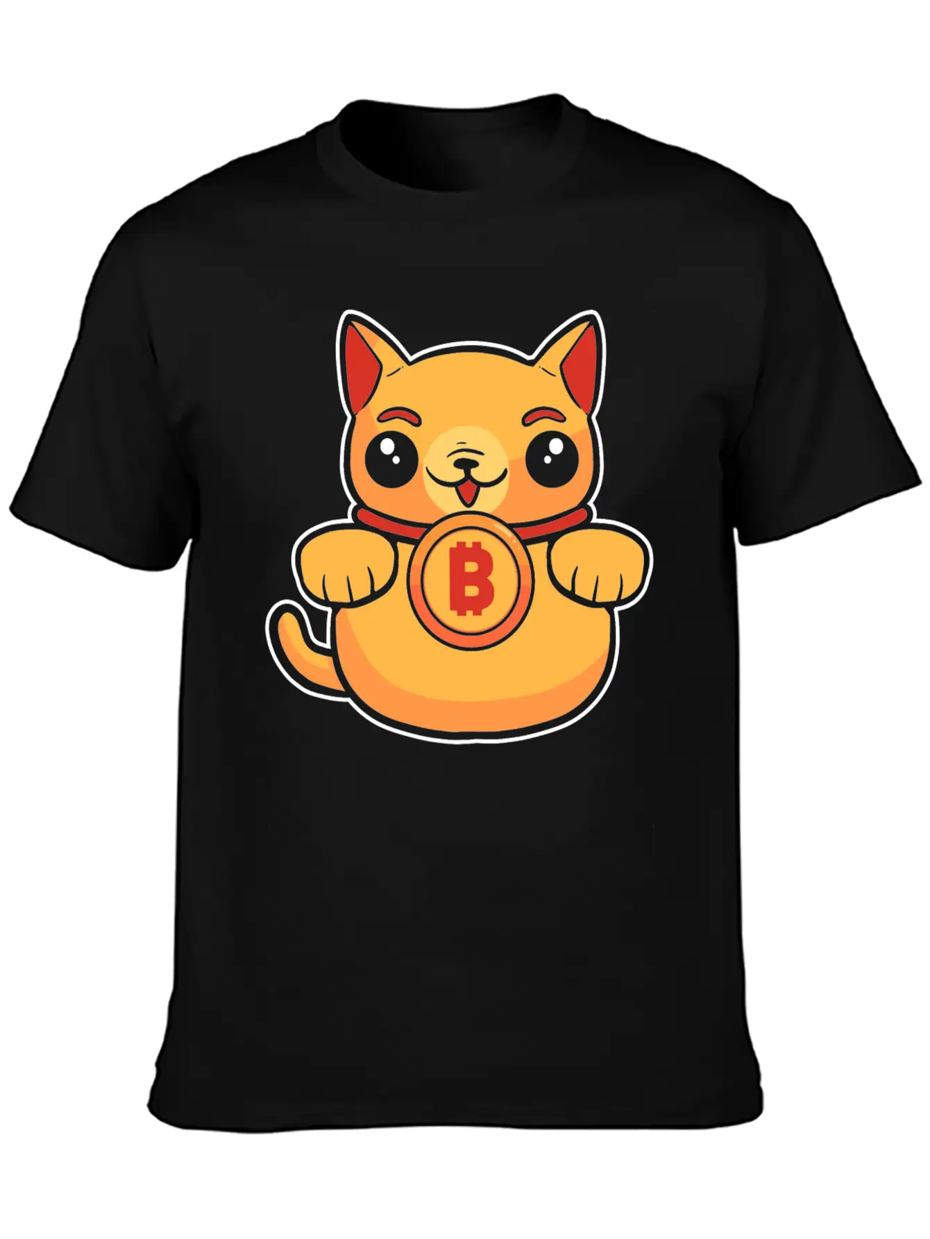 Maneki Neko Lucky Cat Crypto Bitcoin Basic Graphic T-Shirt – Daily Comfort In Soft Cotton