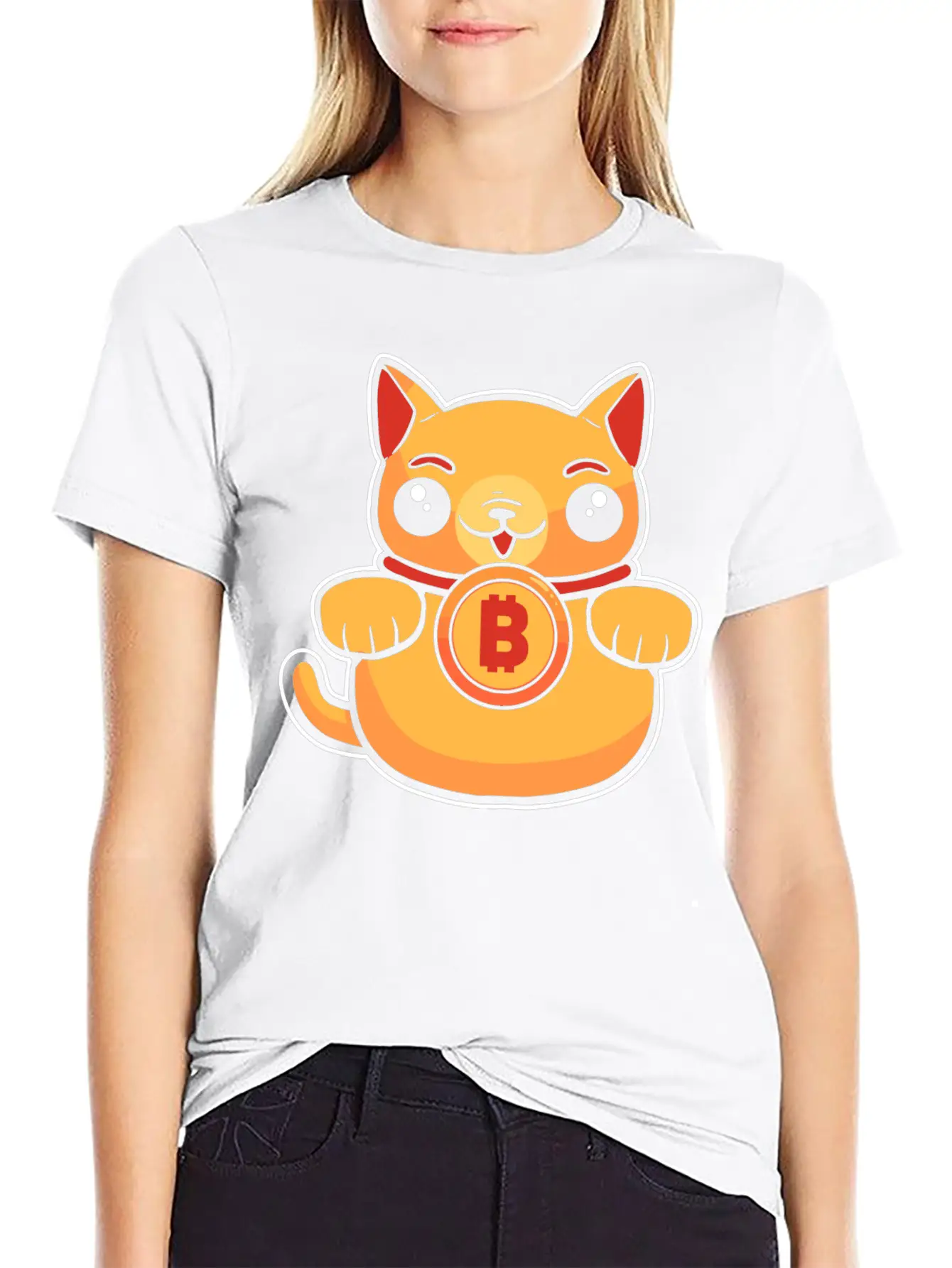 Maneki Neko Lucky Cat Crypto Bitcoin Basic Graphic T-Shirt – Daily Comfort In Soft Cotton